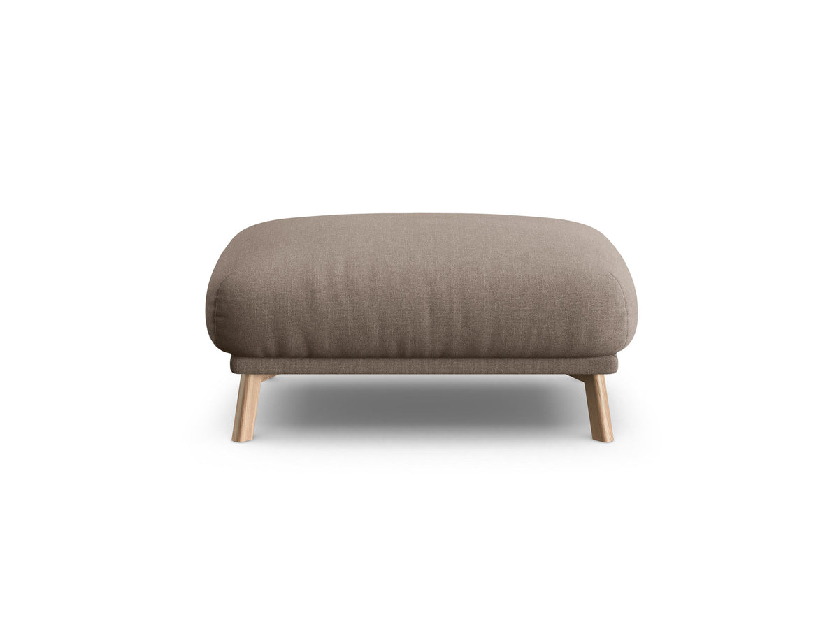 Naomi Pouf 100cm von Micadoni in Beige-Salvador mit Veloursbezug, Holzbeinen und rechteckiger, gepolsterter Sitzfläche.