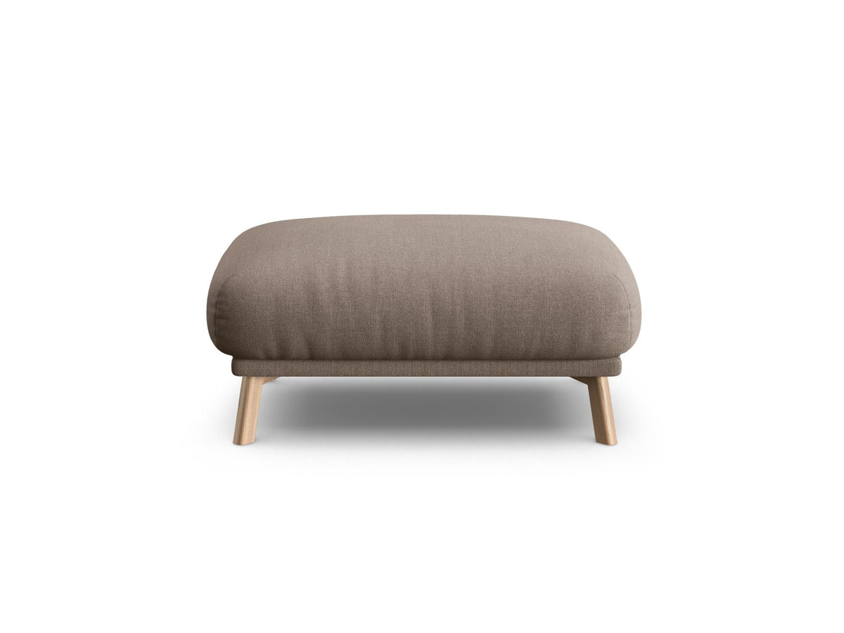 Naomi Pouf 100cm von Micadoni in Beige-Salvador mit Veloursbezug, Holzbeinen und rechteckiger, gepolsterter Sitzfläche.