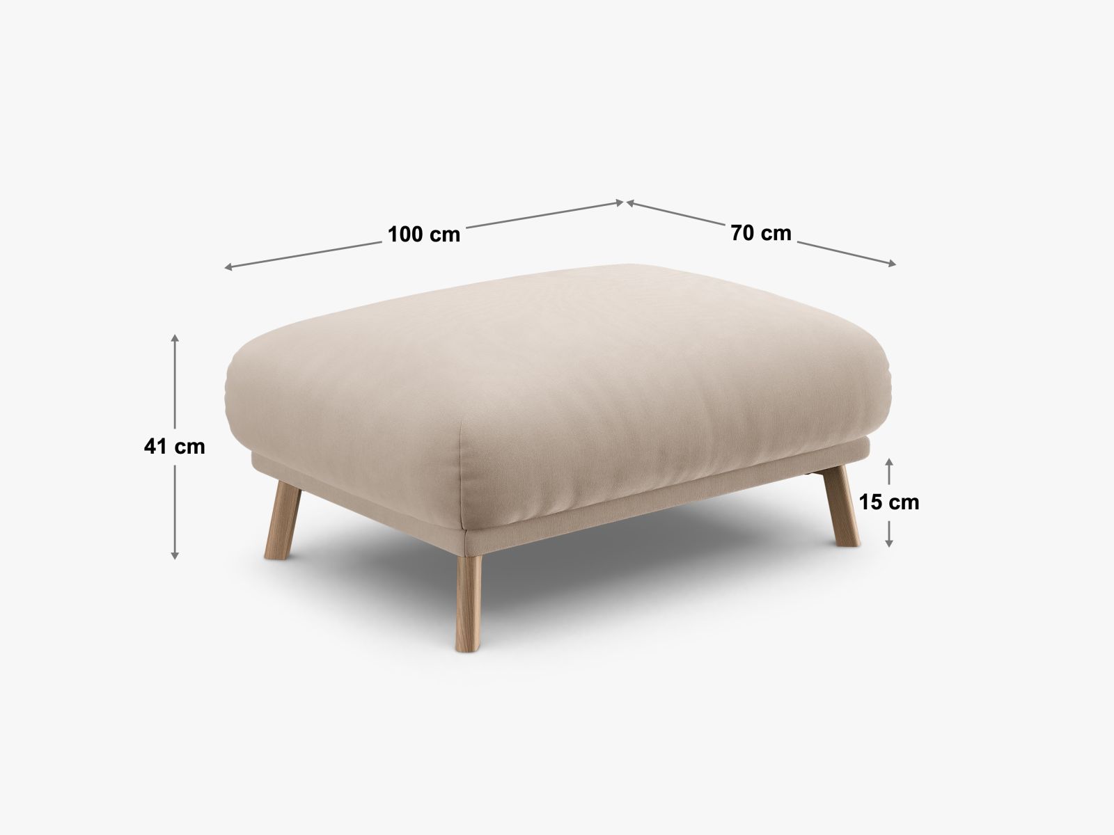 Stylischer 1-Sitzer Pouf Naomi in edlem Cappuccino-Liberty, perfekt für gemütliche Sitzgelegenheiten und modernes Wohndesign.