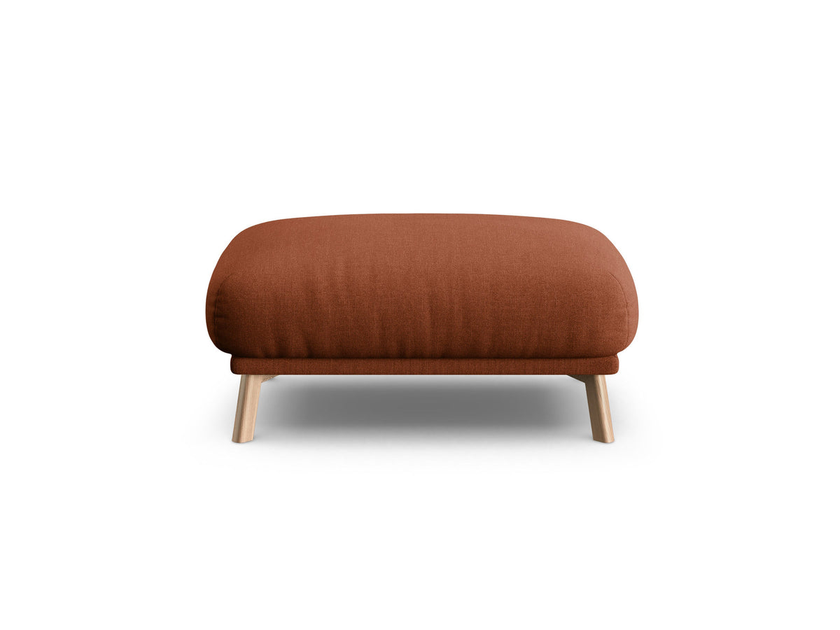 Naomi Pouf 100cm von Micadoni in Beige-Salvador mit Veloursbezug, Holzbeinen und rechteckiger, gepolsterter Sitzfläche.