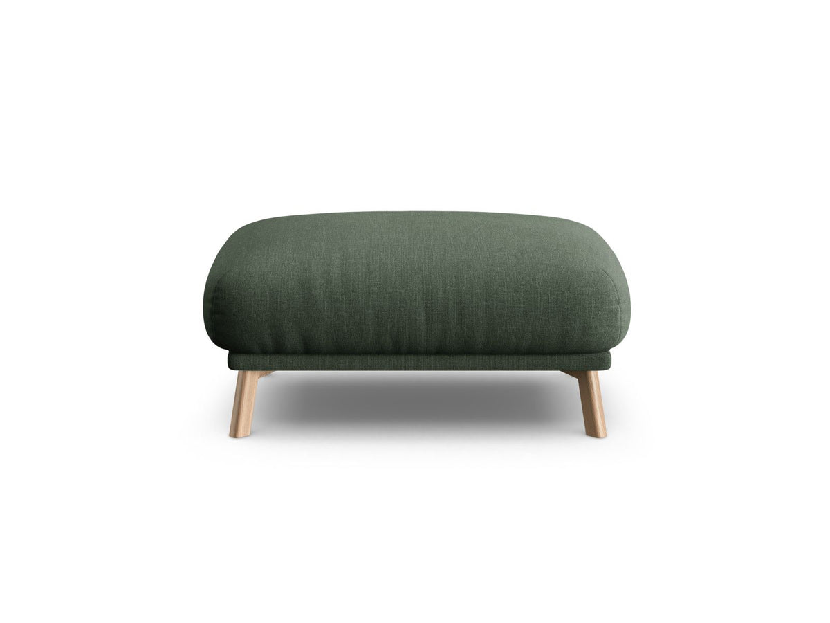 Naomi Pouf 100cm von Micadoni in Beige-Salvador mit Veloursbezug, Holzbeinen und rechteckiger, gepolsterter Sitzfläche.