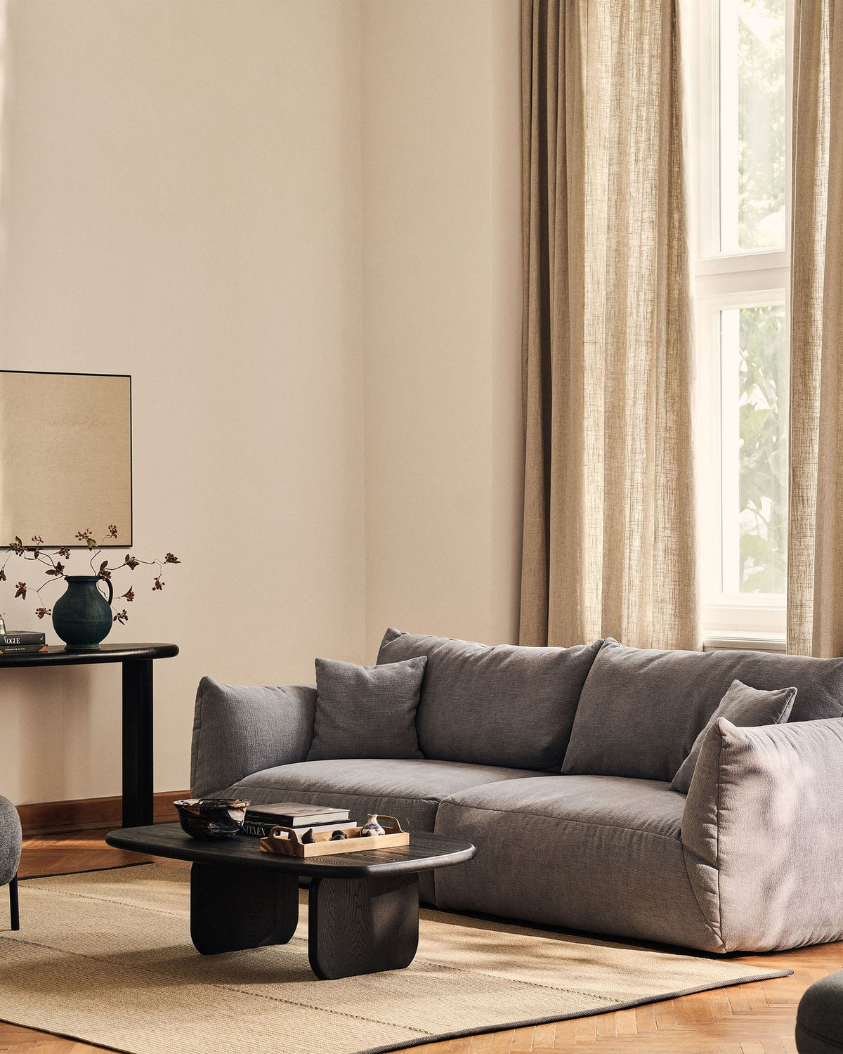 Chris Pouf 1 Sitzer in Muted Blue-LINS präsentiert im Onlineshop von KAQTU Design AG. Modulares Sofa ist von Micadoni