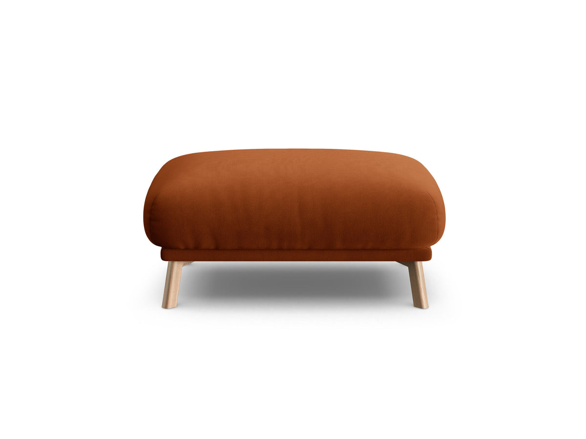 Naomi Pouf 100cm von Micadoni in Beige-Salvador mit Veloursbezug, Holzbeinen und rechteckiger, gepolsterter Sitzfläche.