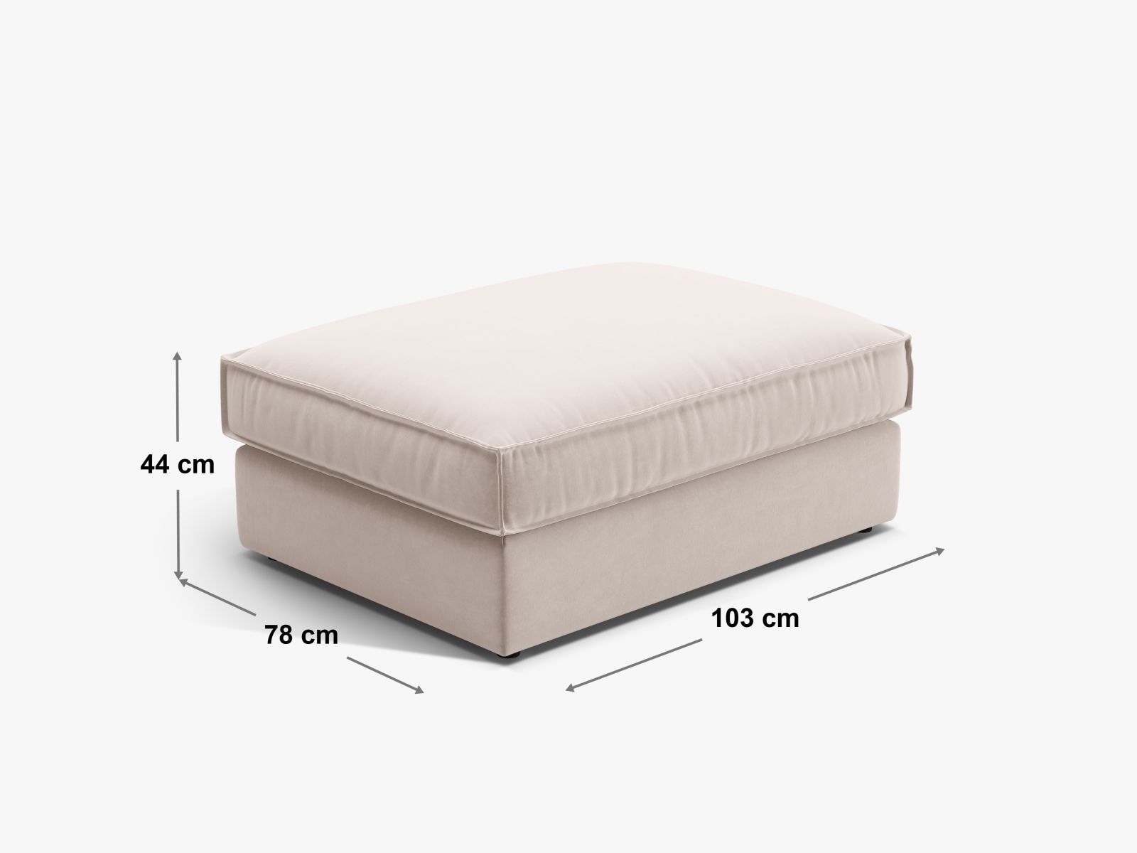 Eleganter 1-Sitzer Pouf Pola in einem harmonischen Grau-Braun, perfekt für stilvolle Akzente in jedem Raum und vielseitig einsetzbar.