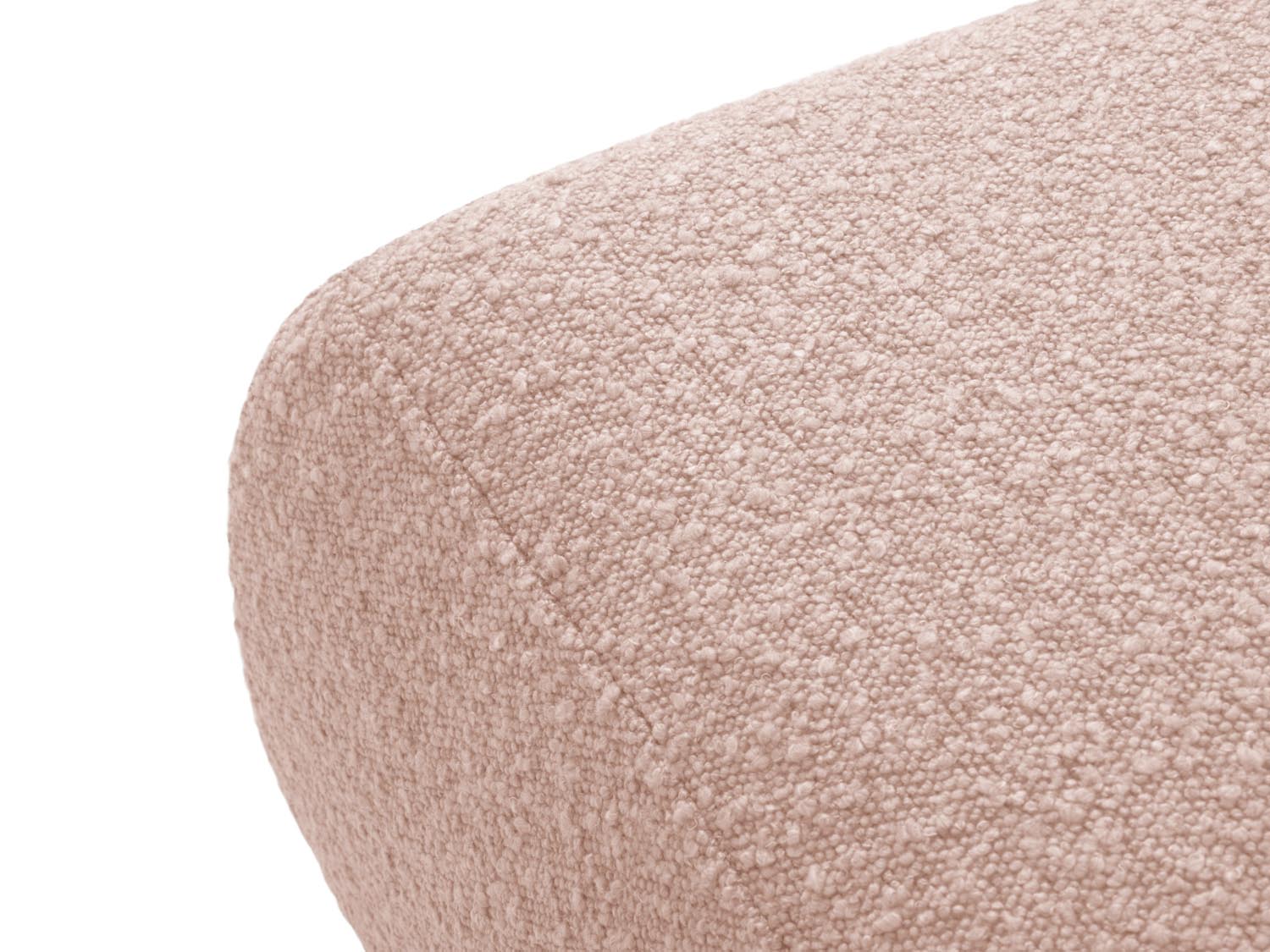 Stilvoller Molino Boucle Pouf in zartem Powder Pink, ideal für gemütliche Sitzgelegenheiten und als dekoratives Element in jedem Raum.