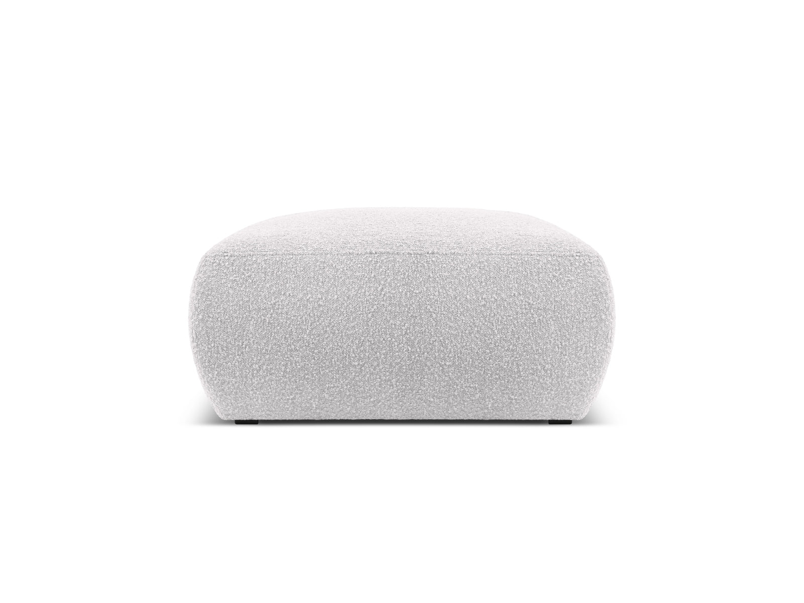 Eleganter Molino Boucle Pouf in sanftem Grau, perfekt als gemütlicher Sitz oder stilvolles Accessoire für Ihr Zuhause.