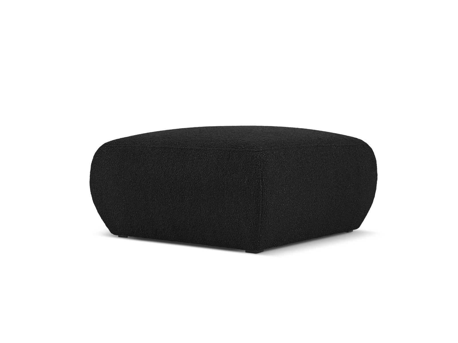 Eleganter Molino Boucle Pouf in zeitlosem Schwarz von Micadoni, perfekt für gemütliche Sitzgelegenheiten oder als stilvolles Wohnaccessoire.