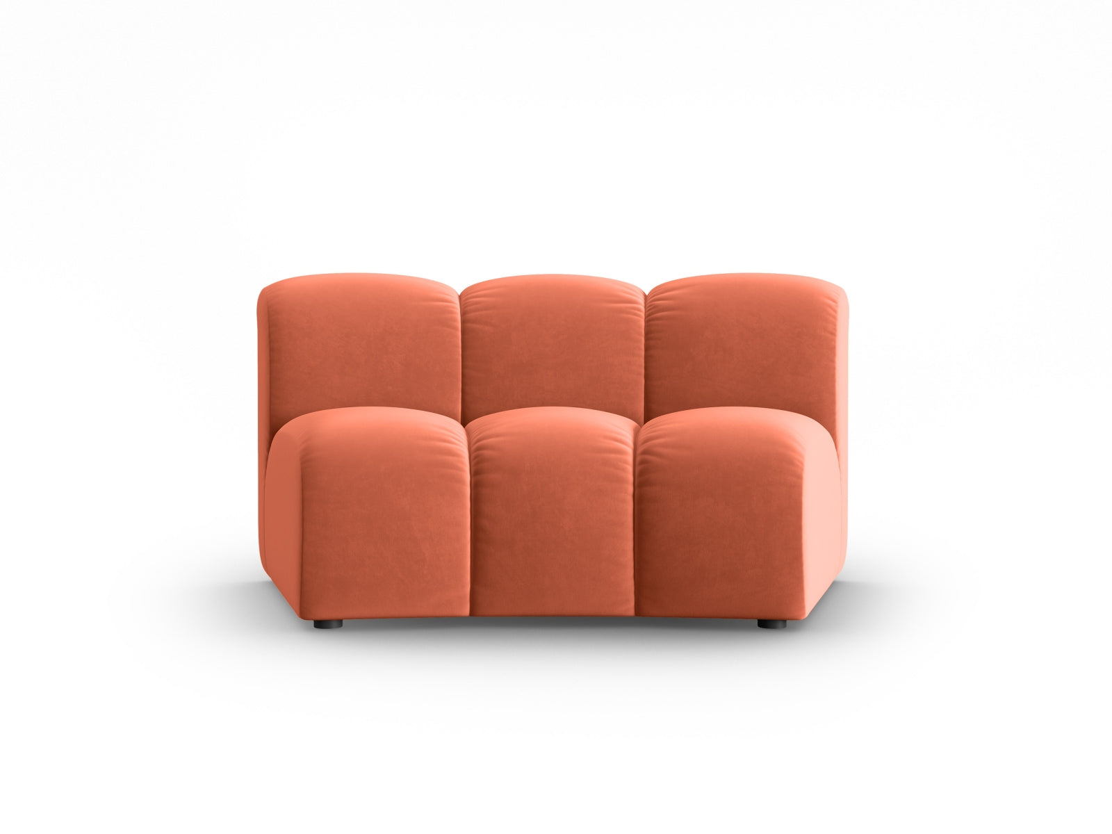 Stylischer, armlehnfreier Sessel aus hochwertigem Lupine Velour, ideal für zeitgemäße Einrichtungsideen in Coral-Salvador.