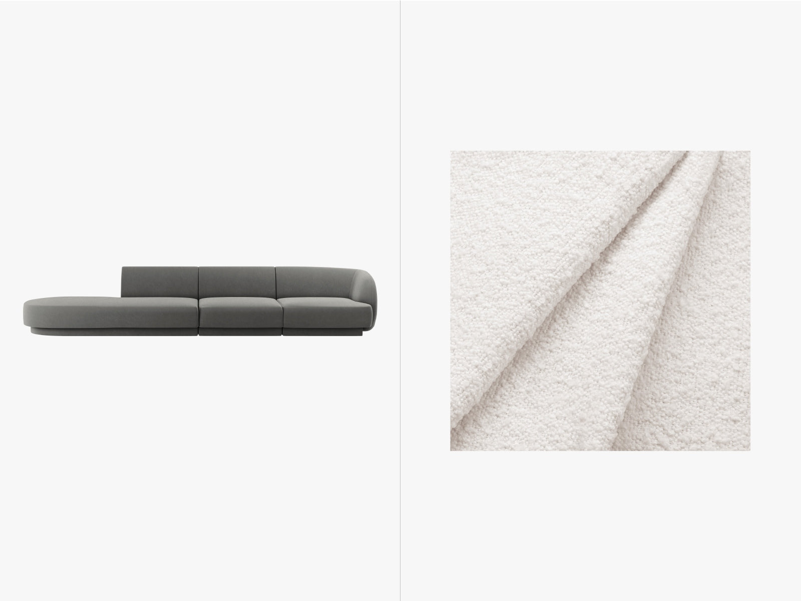 Miley Boucle Left Sofa 4 Sitzer in White präsentiert im Onlineshop von KAQTU Design AG. L-Sofa links ist von Micadoni