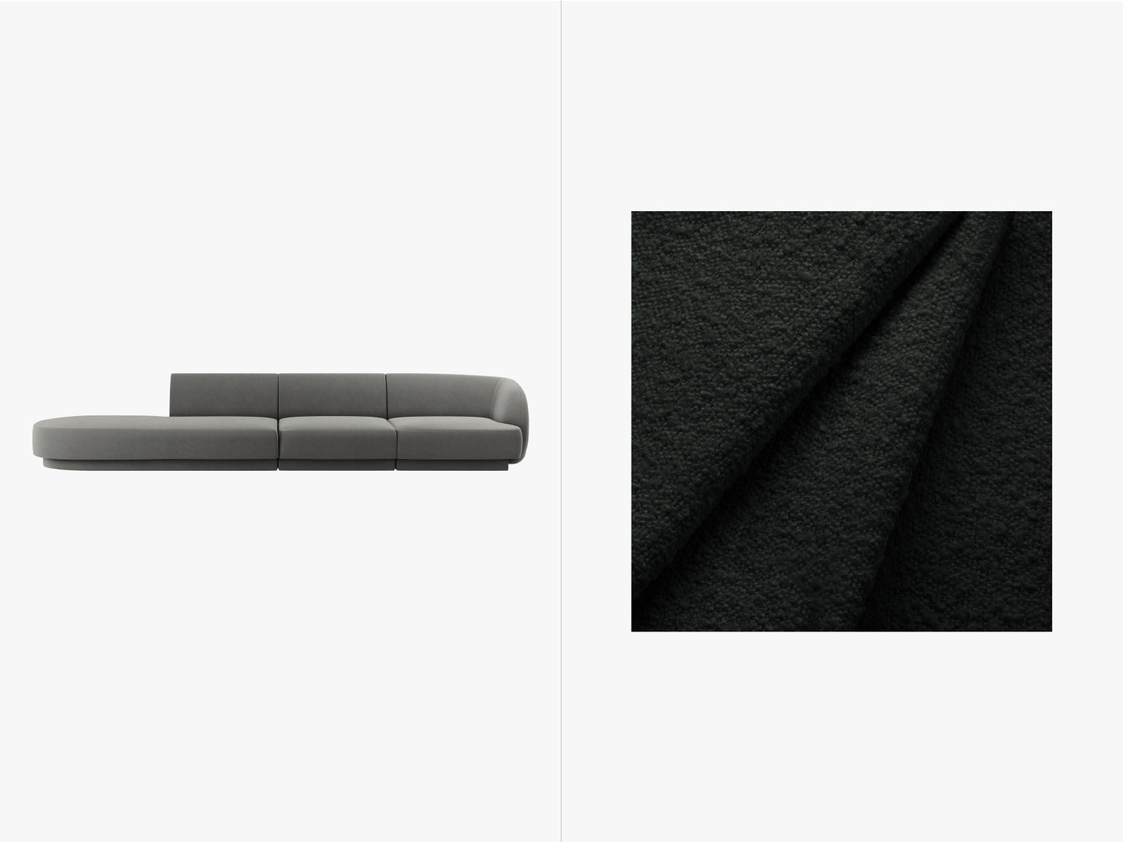 Miley Boucle Left Sofa 4 Sitzer in Black präsentiert im Onlineshop von KAQTU Design AG. L-Sofa links ist von Micadoni