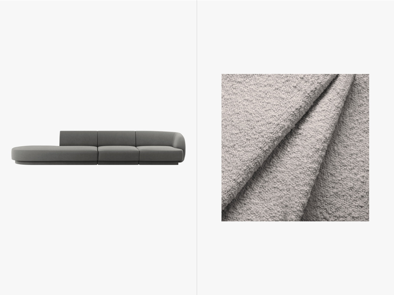 Miley Boucle Left Sofa 4 Sitzer in Light Grey-Baloo präsentiert im Onlineshop von KAQTU Design AG. L-Sofa links ist von Micadoni