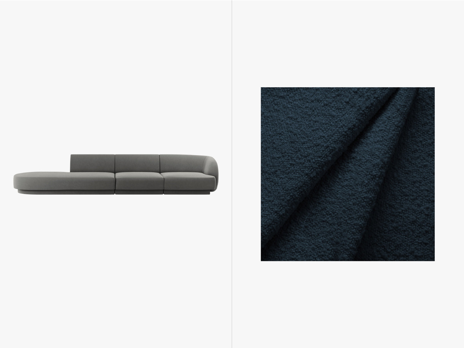 Miley Boucle Left Sofa 4 Sitzer in Dark Blue präsentiert im Onlineshop von KAQTU Design AG. L-Sofa links ist von Micadoni