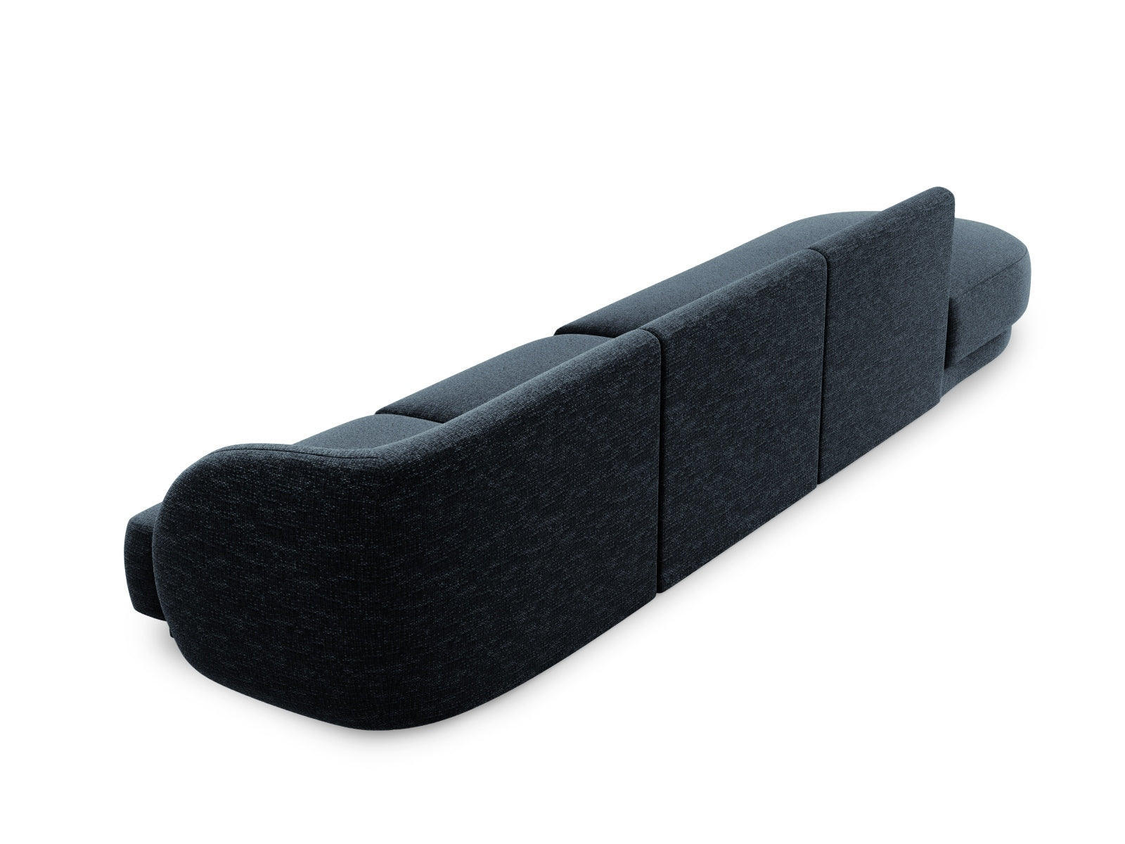 Modernes 4-Sitzer Miley Sofa links in Royal Blue-Haga, perfekt für einladende Wohnzimmer und stilvolle Einrichtung. Hochwertige Verarbeitung von Micadoni.