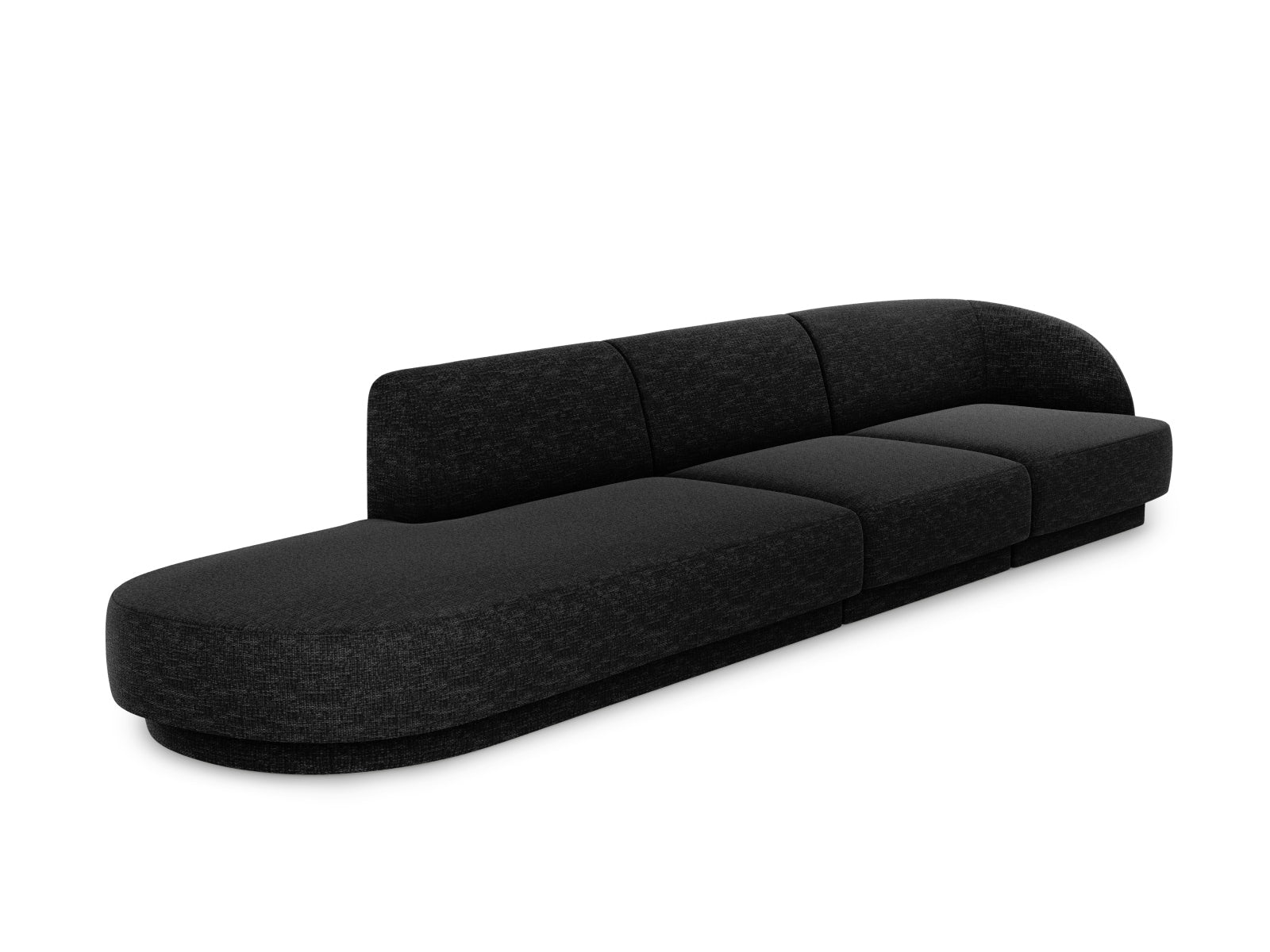 Elegantes Miley Sofa links im 4-Sitzer-Design, ideal für stilvolle Wohnräume. Hochwertige Verarbeitung von Micadoni in zeitlosem Schwarz.