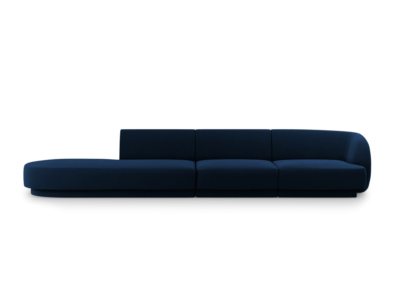 Miley Velour Sofa links 4 Sitzer in Royal Blue-Bluvel präsentiert im Onlineshop von KAQTU Design AG. L-Sofa links ist von Micadoni