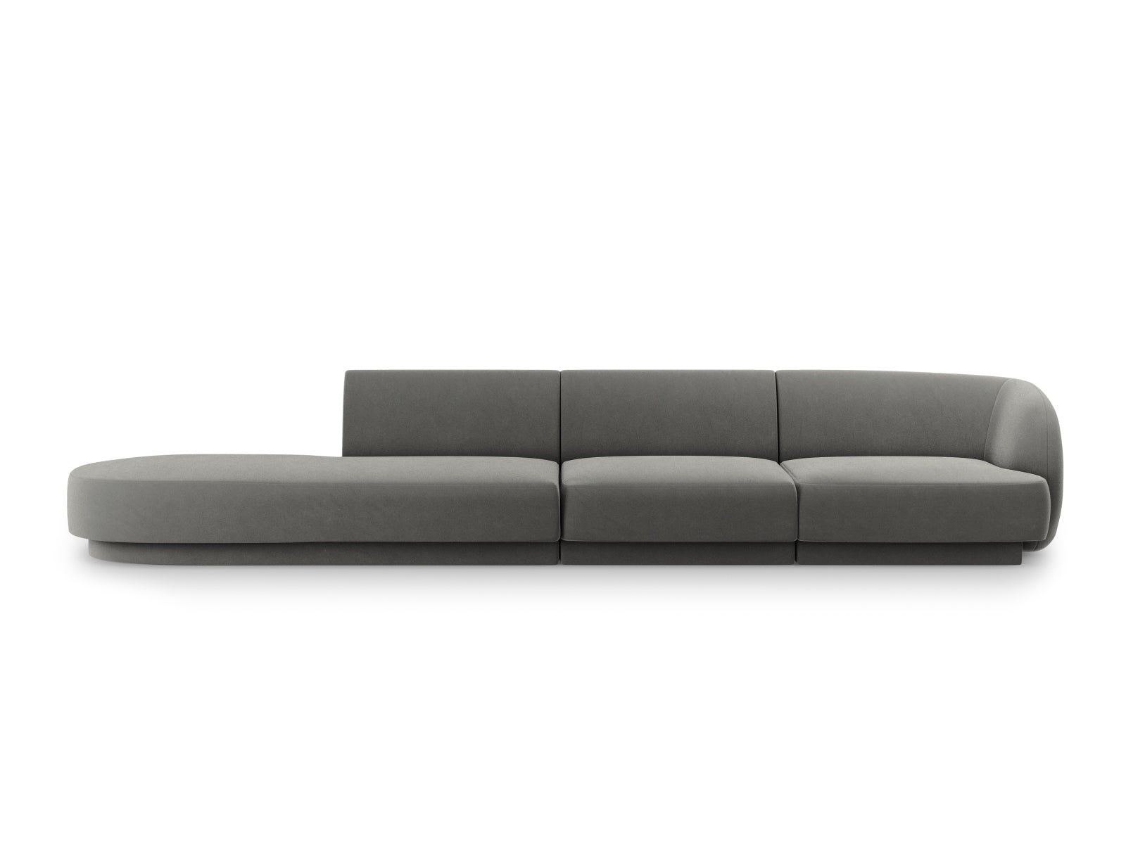 Miley Velour Sofa links 4 Sitzer in Light Grey-Bluvel präsentiert im Onlineshop von KAQTU Design AG. L-Sofa links ist von Micadoni