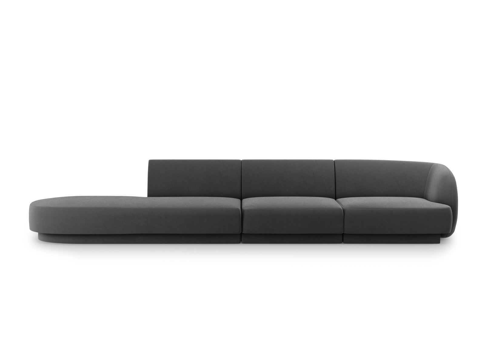 Miley Velour Sofa links 4 Sitzer in Grey präsentiert im Onlineshop von KAQTU Design AG. L-Sofa links ist von Micadoni