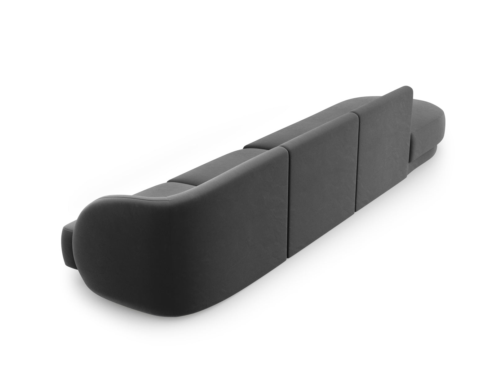 Erleben Sie das luxuriöse Miley Velour Sofa links 4 Sitzer von Micadoni – der perfekte Mix aus modernem Design und hohem Sitzkomfort für Ihr Zuhause.