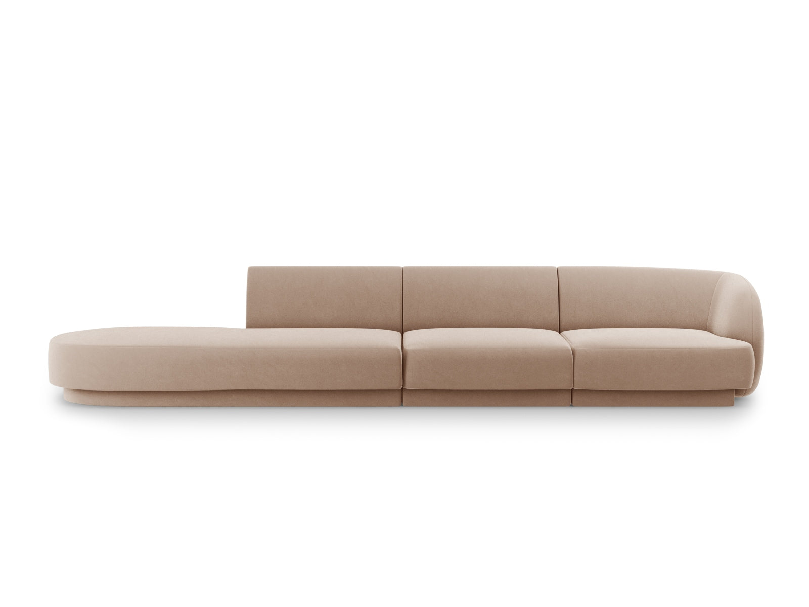 Miley Velour Sofa links 4 Sitzer in Cappuccino-Bluvel präsentiert im Onlineshop von KAQTU Design AG. L-Sofa links ist von Micadoni