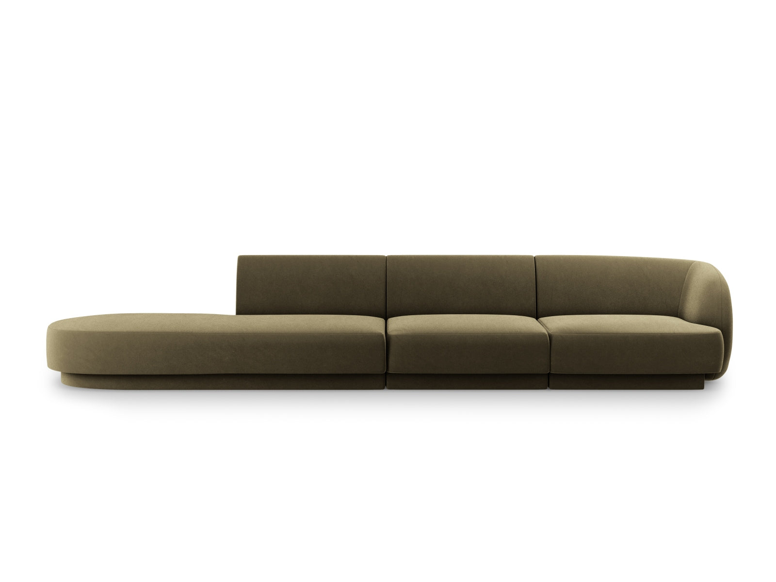 Miley Velour Sofa links 4 Sitzer in Green-Bluvel präsentiert im Onlineshop von KAQTU Design AG. L-Sofa links ist von Micadoni