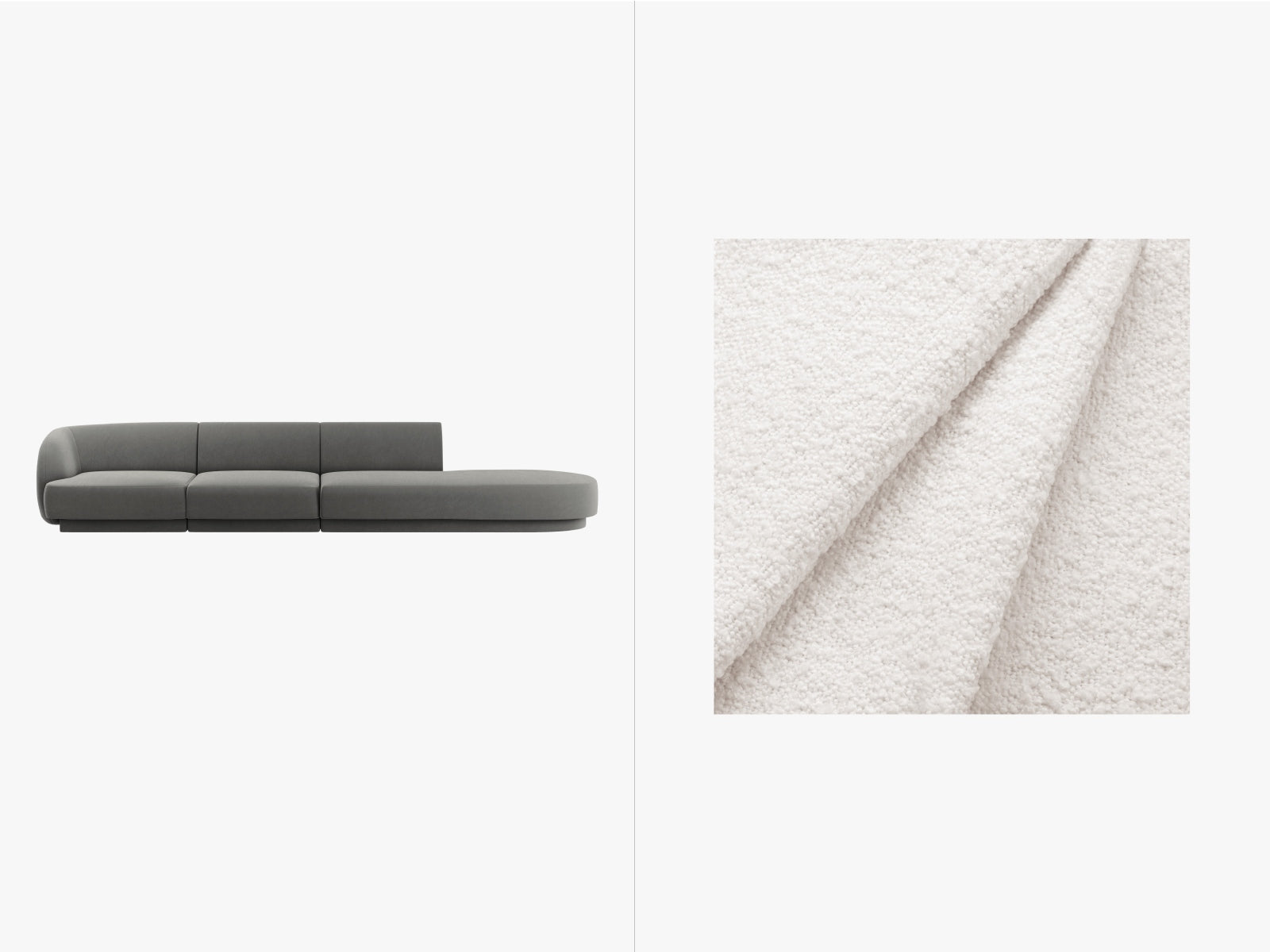 Miley Boucle Right Sofa 4 Sitzer in White präsentiert im Onlineshop von KAQTU Design AG. L-Sofa rechts ist von Micadoni