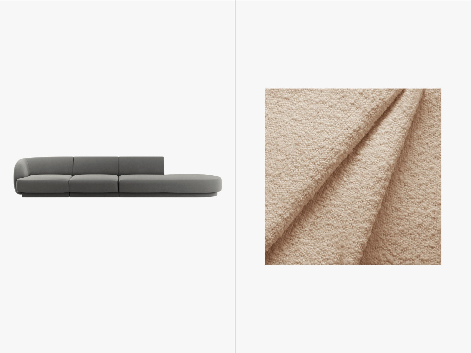 Miley Boucle Right Sofa 4 Sitzer in Beige präsentiert im Onlineshop von KAQTU Design AG. L-Sofa rechts ist von Micadoni