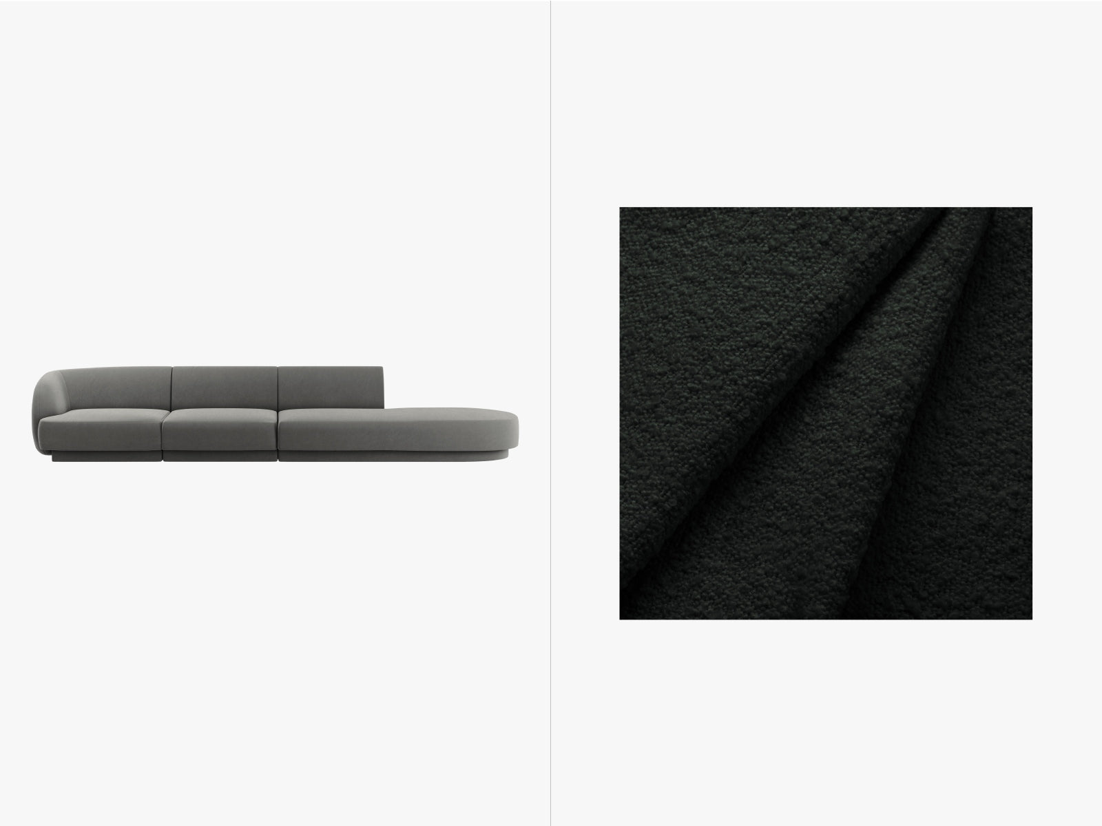 Miley Boucle Right Sofa 4 Sitzer in Black präsentiert im Onlineshop von KAQTU Design AG. L-Sofa rechts ist von Micadoni