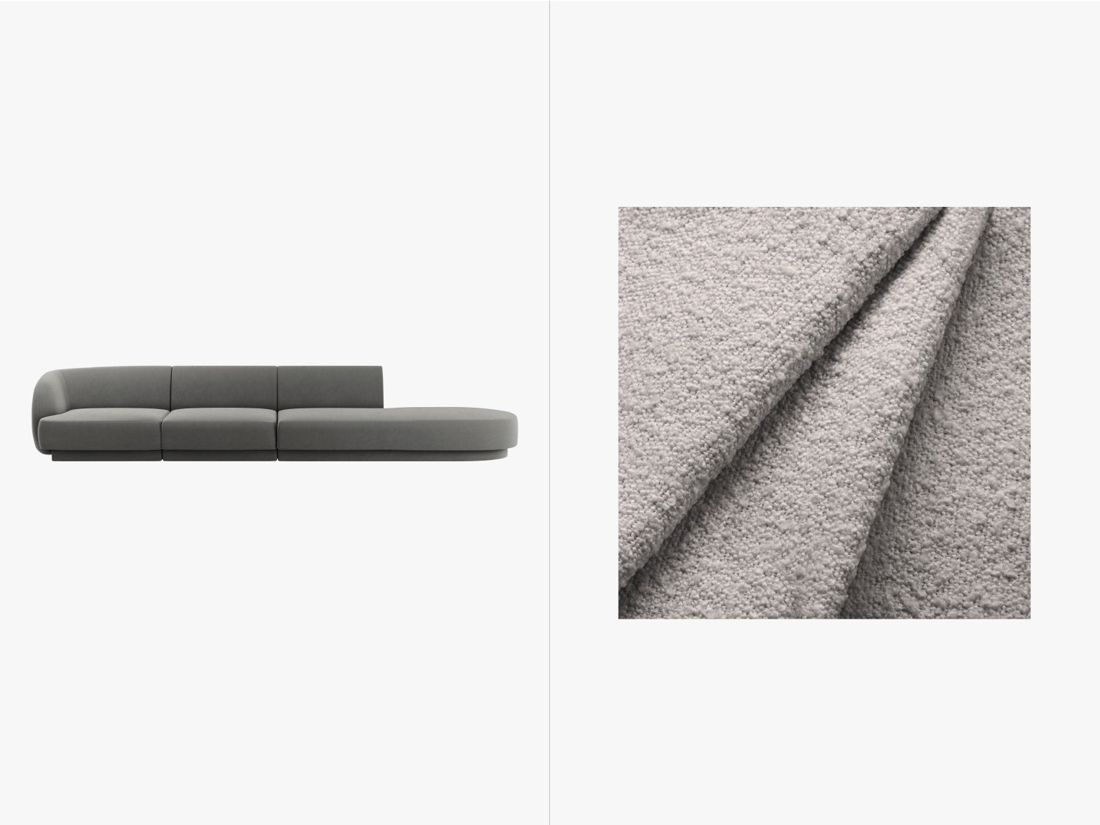 Miley Boucle Right Sofa 4 Sitzer in Light Grey präsentiert im Onlineshop von KAQTU Design AG. L-Sofa rechts ist von Micadoni