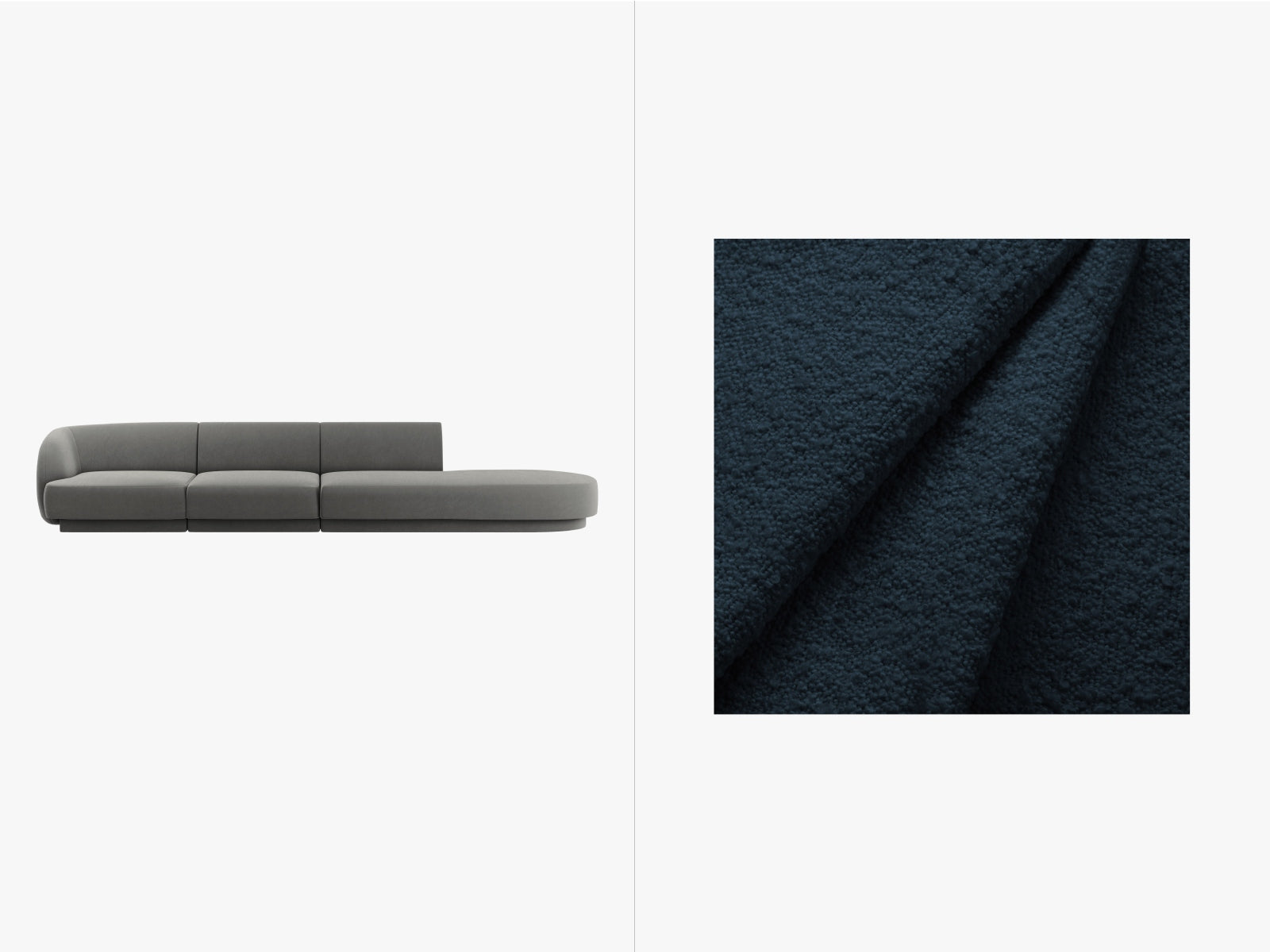 Miley Boucle Right Sofa 4 Sitzer in Dark Blue präsentiert im Onlineshop von KAQTU Design AG. L-Sofa rechts ist von Micadoni
