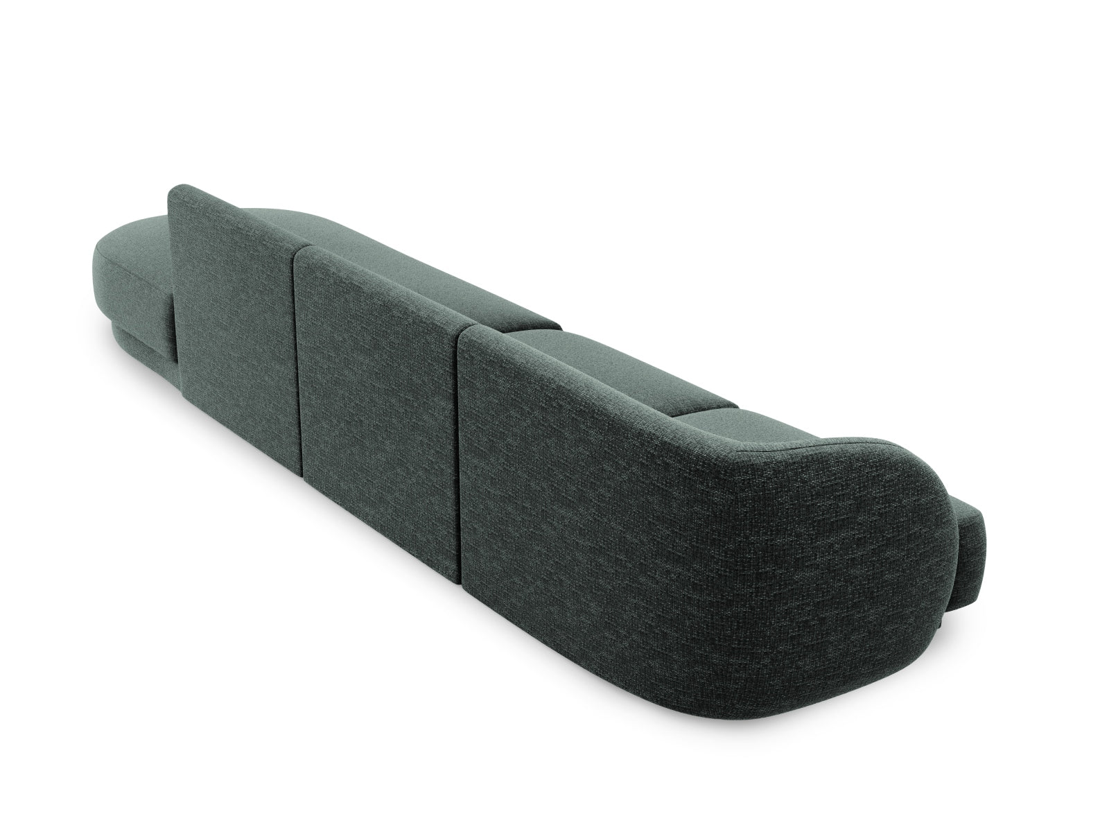 Modernes L-Sofa Miley in Petrol-Haga, 4-Sitzer, rechtsseitig, perfekt für gemütliche und stilvolle Wohnzimmergestaltung.