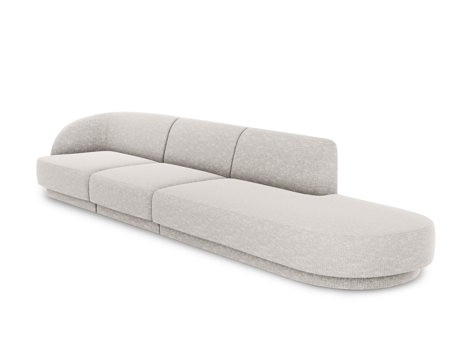 Elegantes Miley Sofa rechts, 4-Sitzer in hellem Grau, ideal für stilvolle Wohnräume. Hochwertige Verarbeitung von Micadoni.