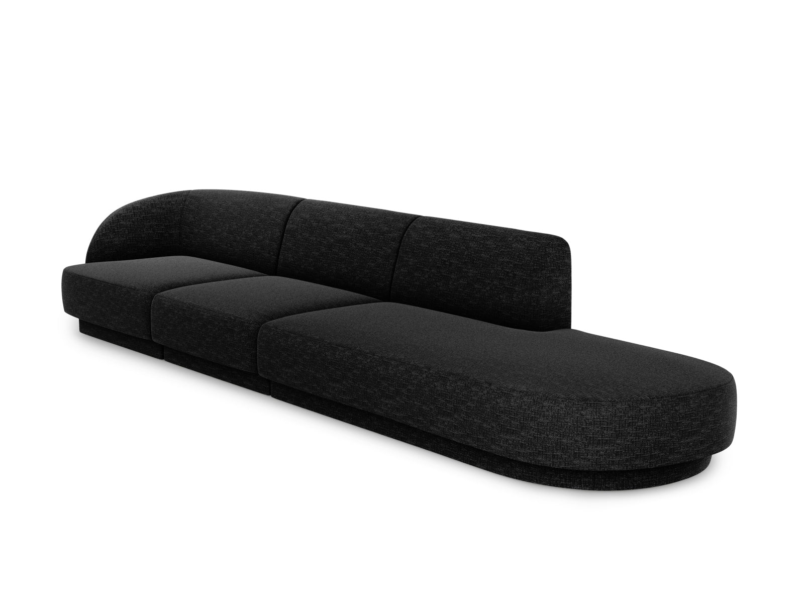 Elegantes Miley Sofa in Schwarz, 4-Sitzer, L-Form, ideal für stilvolle Wohnräume. Hochwertige Verarbeitung von Micadoni.