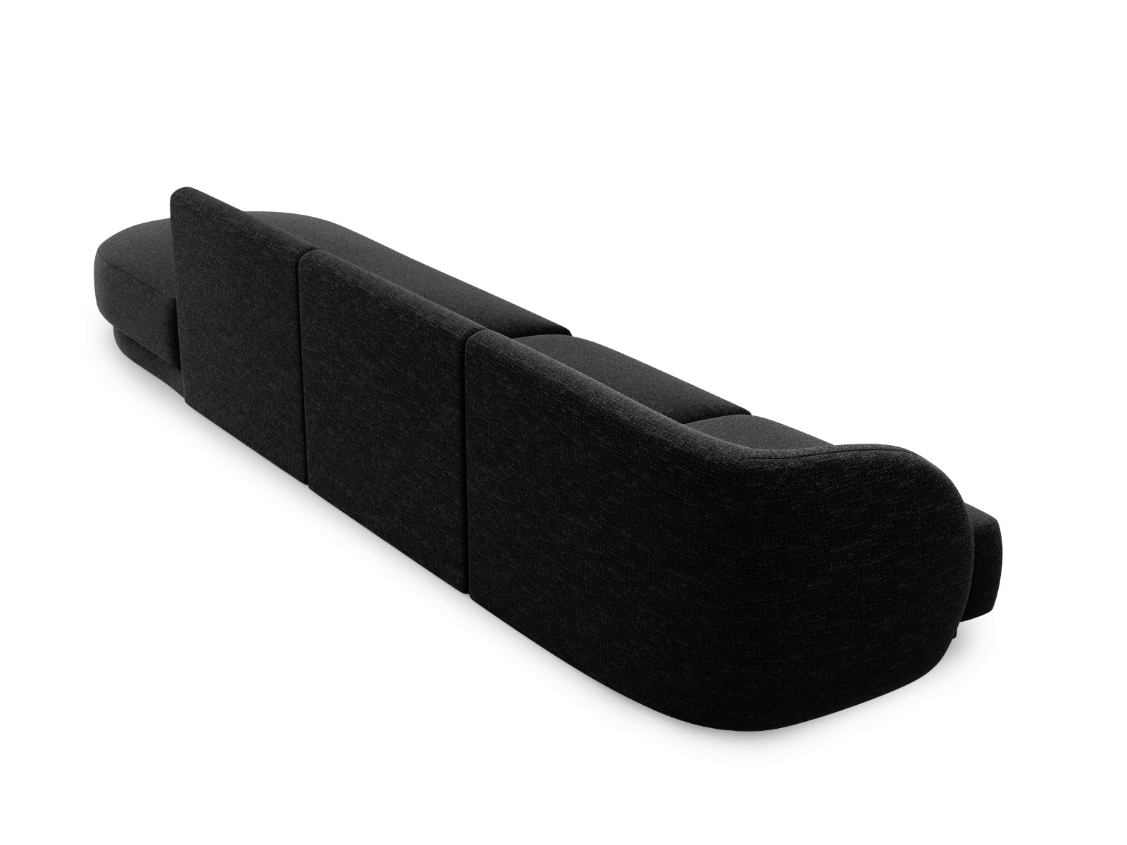 Modernes Miley Sofa in Schwarz, 4-Sitzer, L-Form, perfekt für gemütliche Wohnzimmer. Hochwertige Materialien und stilvolles Design von Micadoni.