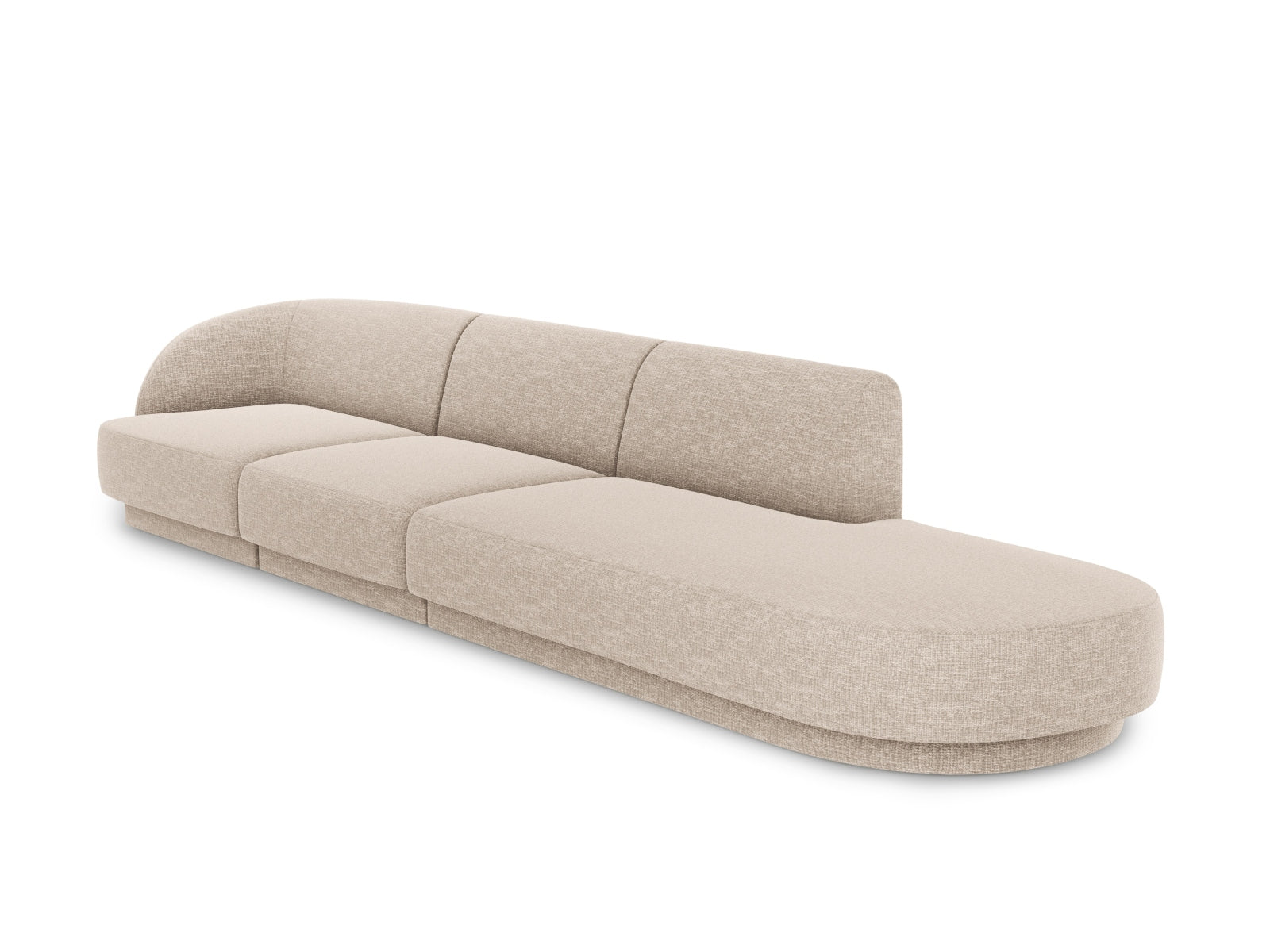 Beige Miley Sofa rechts 4-Sitzer von Micadoni, stilvolles L-Sofa mit modernem Design, ideal für gemütliche Wohnräume.