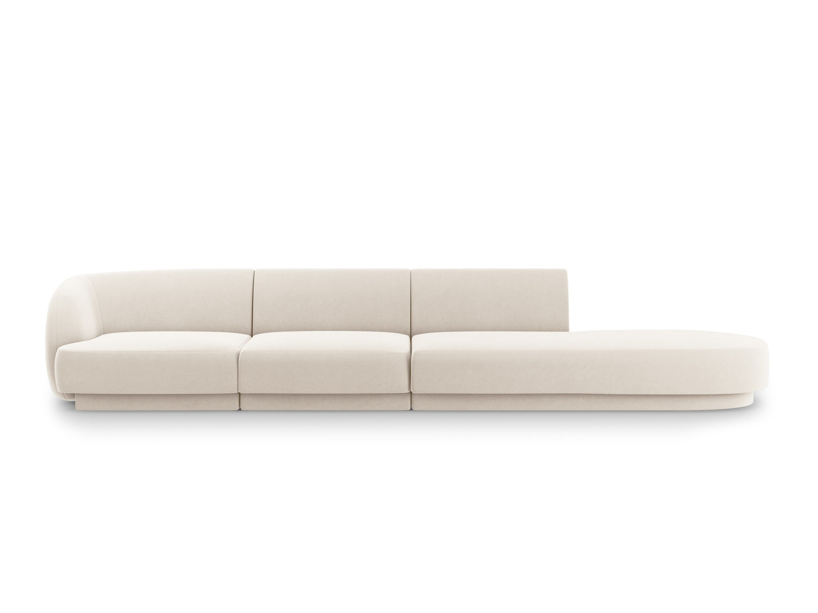 Miley Velour Sofa rechts 4 Sitzer in Light Beige präsentiert im Onlineshop von KAQTU Design AG. L-Sofa rechts ist von Micadoni