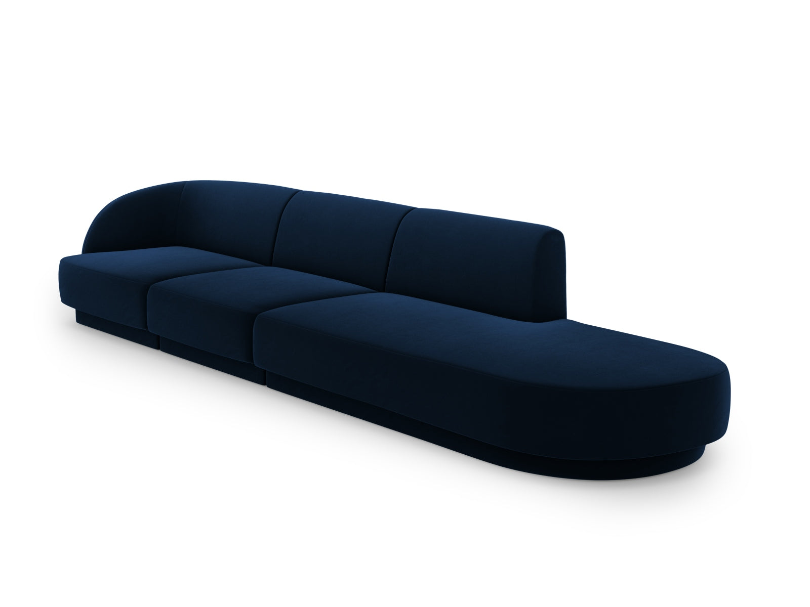 Elegantes Miley Velour Sofa in Royal Blue, 4-Sitzer, rechtsseitig, ideal für stilvolle Wohnräume, erhältlich bei KAQTU Design AG.
