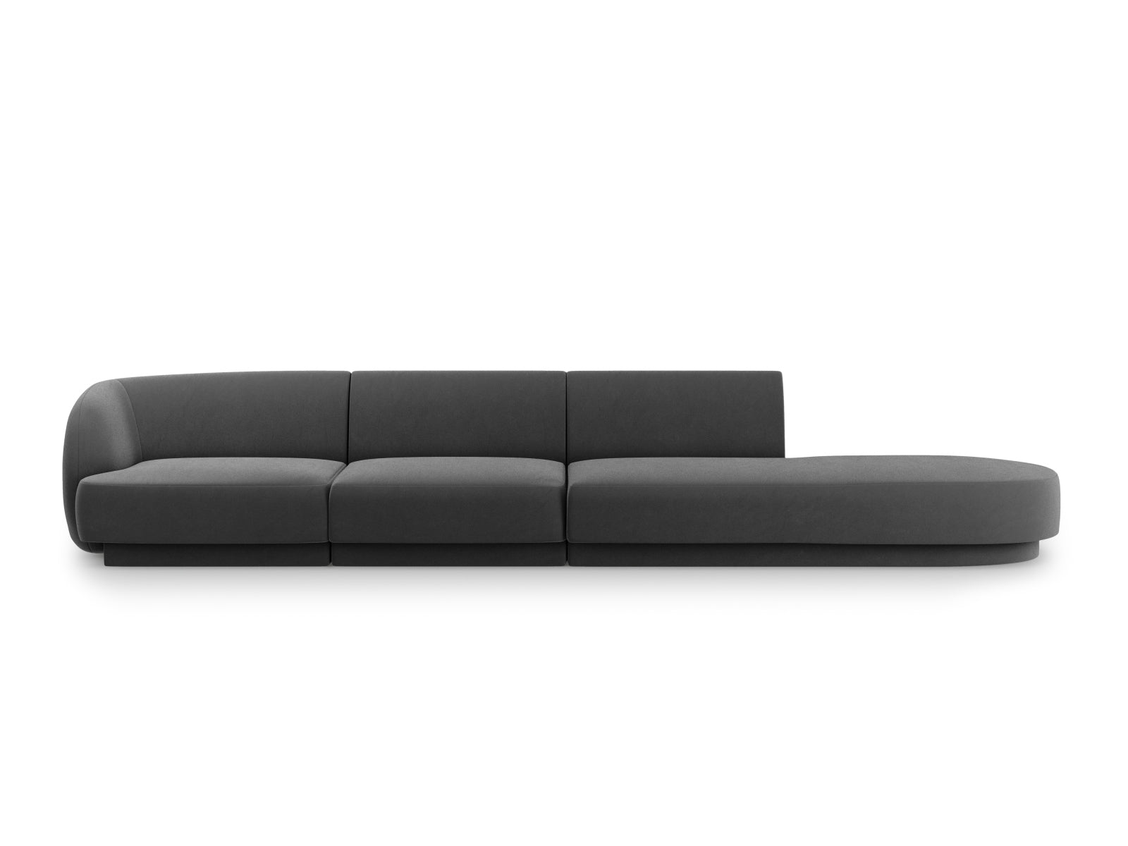 Miley Velour Sofa rechts 4 Sitzer in Grey-Bluvel präsentiert im Onlineshop von KAQTU Design AG. L-Sofa rechts ist von Micadoni