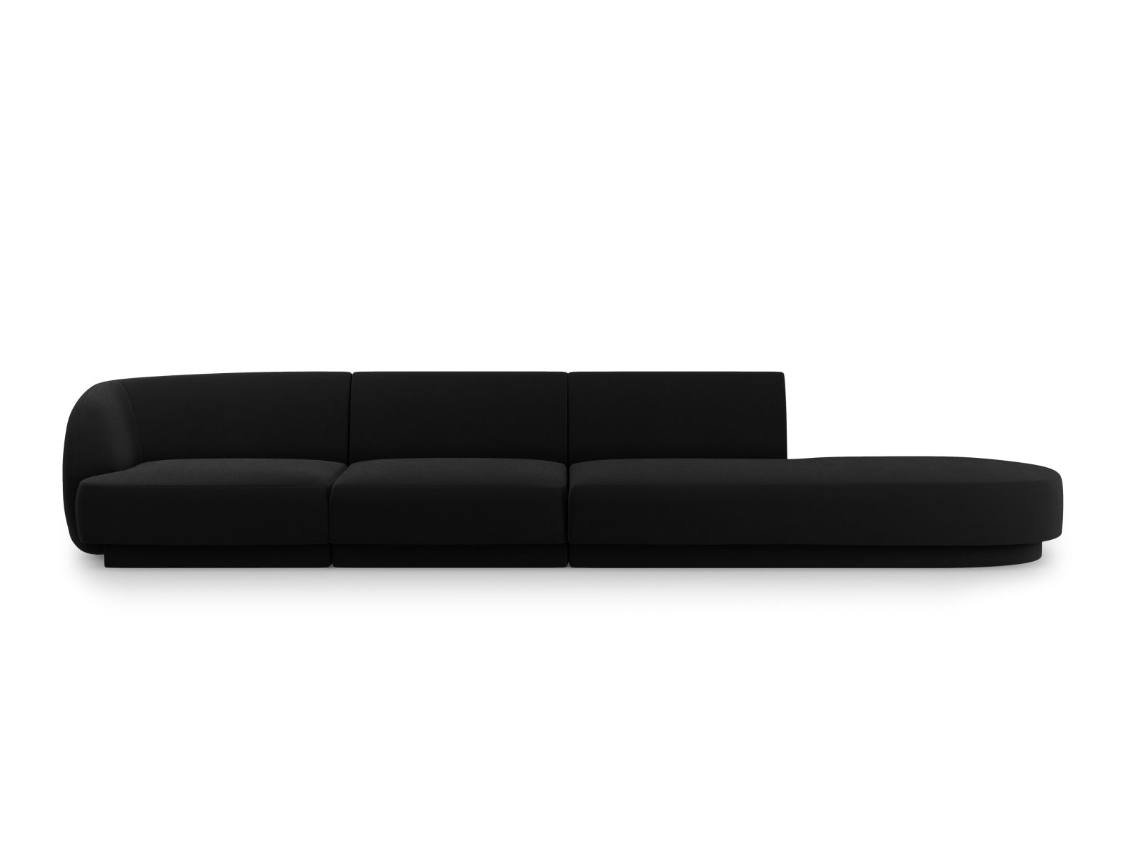 Miley Velour Sofa rechts 4 Sitzer in Black-Bluvel präsentiert im Onlineshop von KAQTU Design AG. L-Sofa rechts ist von Micadoni