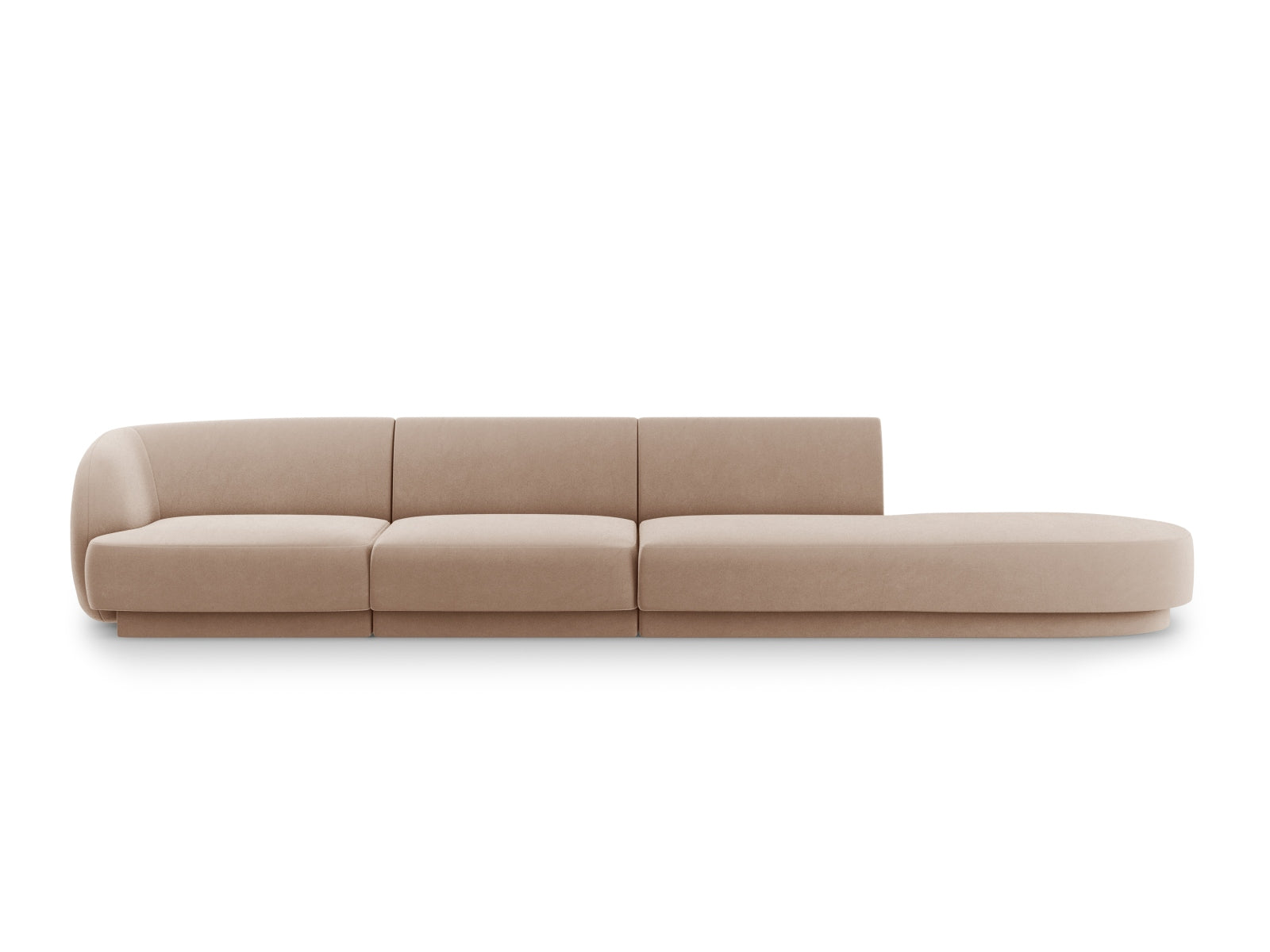 Miley Velour Sofa rechts 4 Sitzer in Cappuccino-Bluvel präsentiert im Onlineshop von KAQTU Design AG. L-Sofa rechts ist von Micadoni