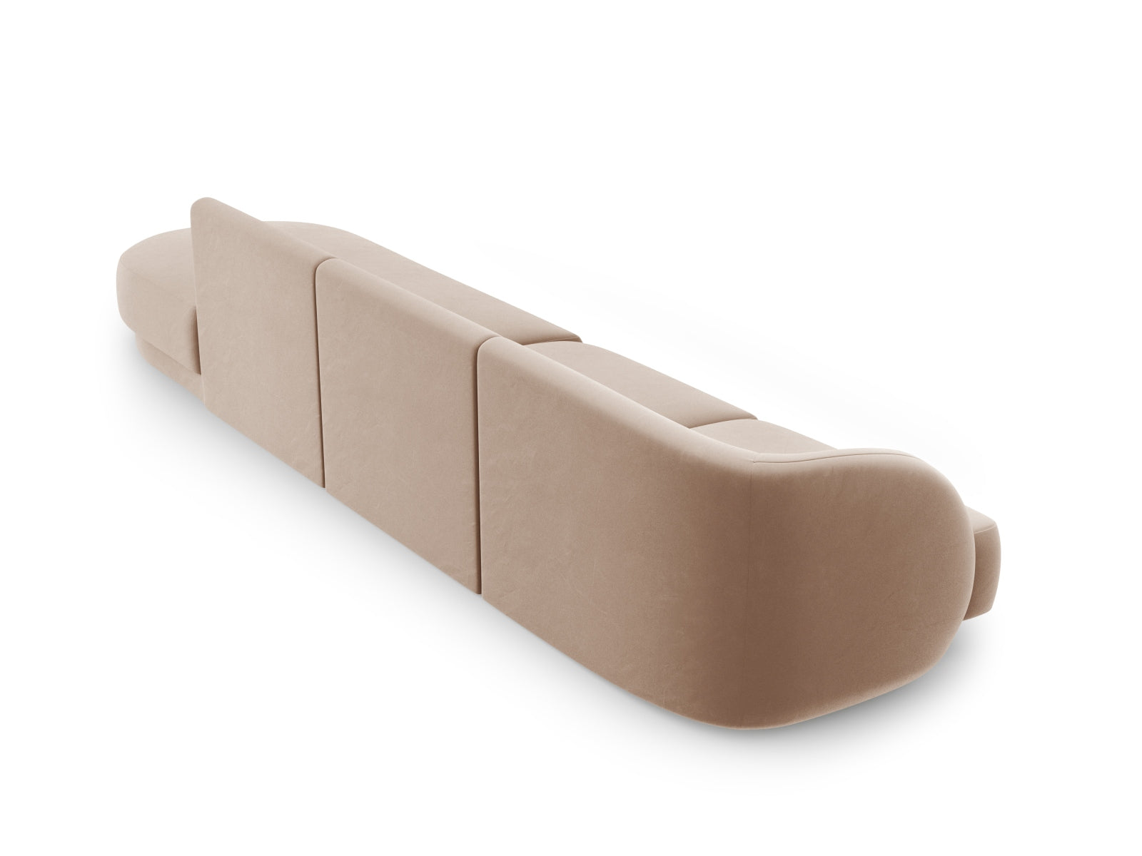 Luxuriöses 4-Sitzer Velour Sofa in sanftem Cappuccino, rechtsseitig, perfekt für moderne und elegante Wohnambiente von Micadoni.