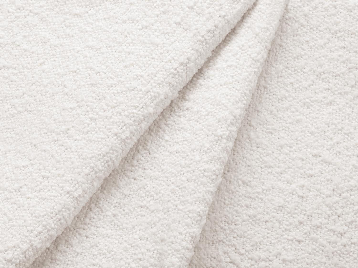 Elegantes Jodie Boucle Ecksofa in sanften Tönen, rechtsseitig, bietet eine praktische Schlaffunktion und Stauraum für zusätzlichen Komfort.