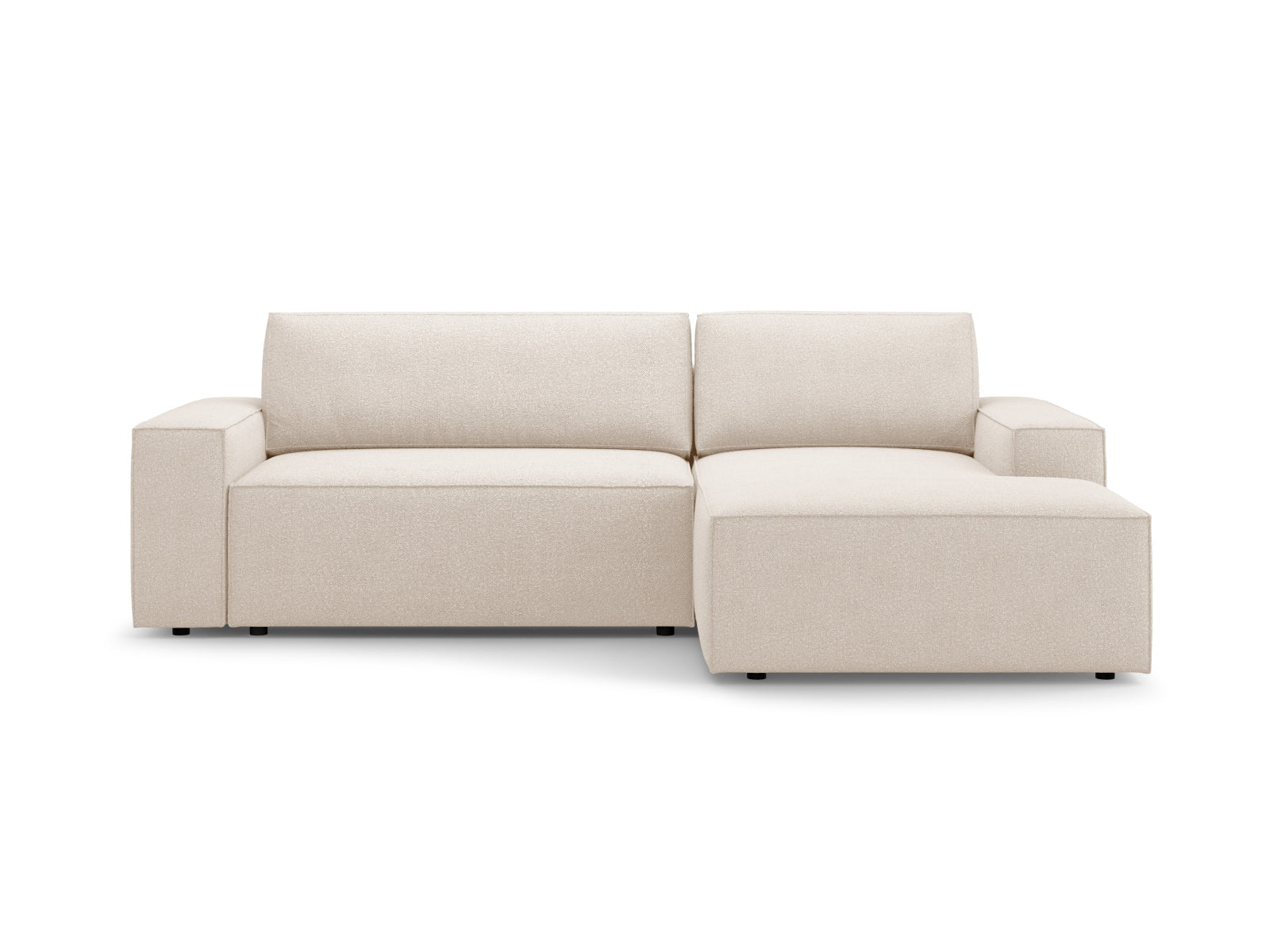 Jodie Boucle Ecksofa rechts mit Schlaffunktion und Stauraumbox 3 Sitzer in Beige-Baloo präsentiert im Onlineshop von KAQTU Design AG. Bettsofa rechts ist von Micadoni