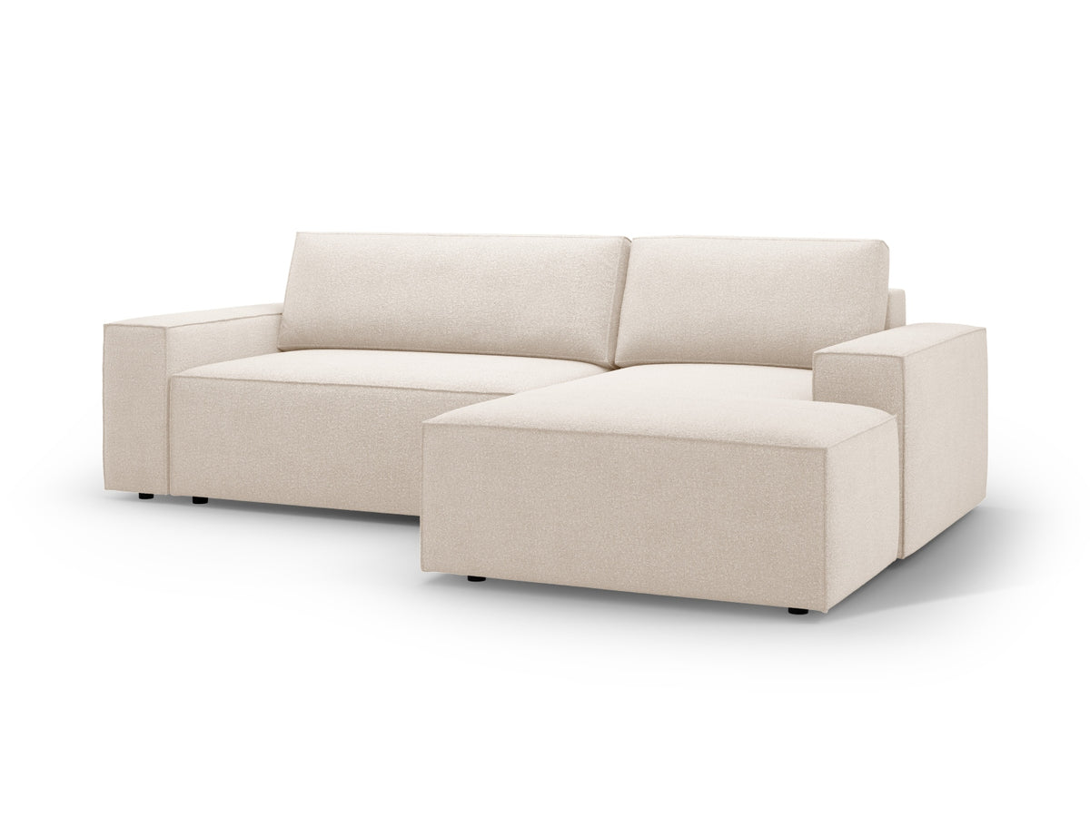 Jodie Boucle Ecksofa rechts mit Schlaffunktion und Stauraumbox 3 Sitzer in Beige-Baloo präsentiert im Onlineshop von KAQTU Design AG. Bettsofa rechts ist von Micadoni