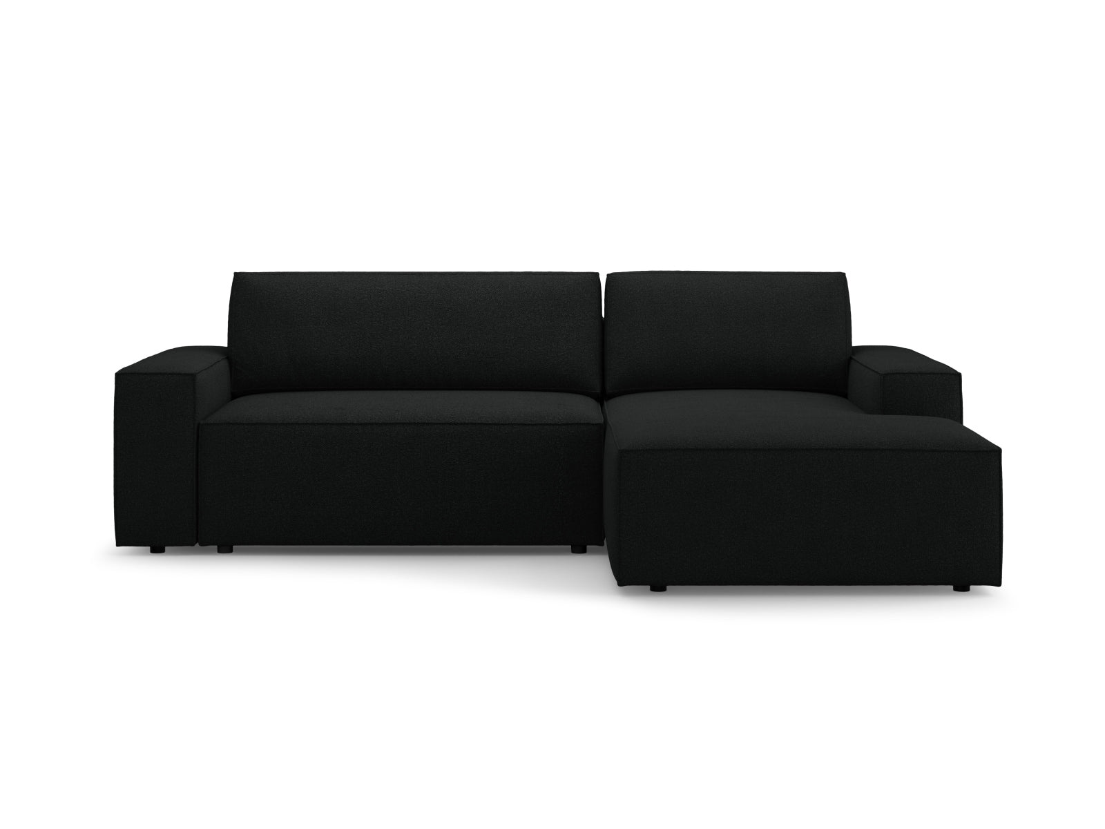 Jodie Boucle Ecksofa rechts mit Schlaffunktion und Stauraumbox 3 Sitzer in Black-Baloo präsentiert im Onlineshop von KAQTU Design AG. Bettsofa rechts ist von Micadoni