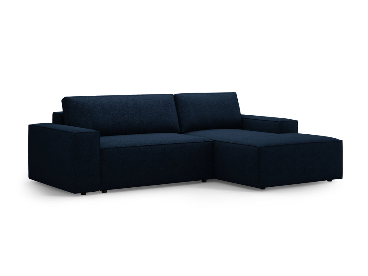 Jodie Boucle Ecksofa rechts mit Schlaffunktion und Stauraumbox 3 Sitzer in Dark Blue-Baloo präsentiert im Onlineshop von KAQTU Design AG. Bettsofa rechts ist von Micadoni
