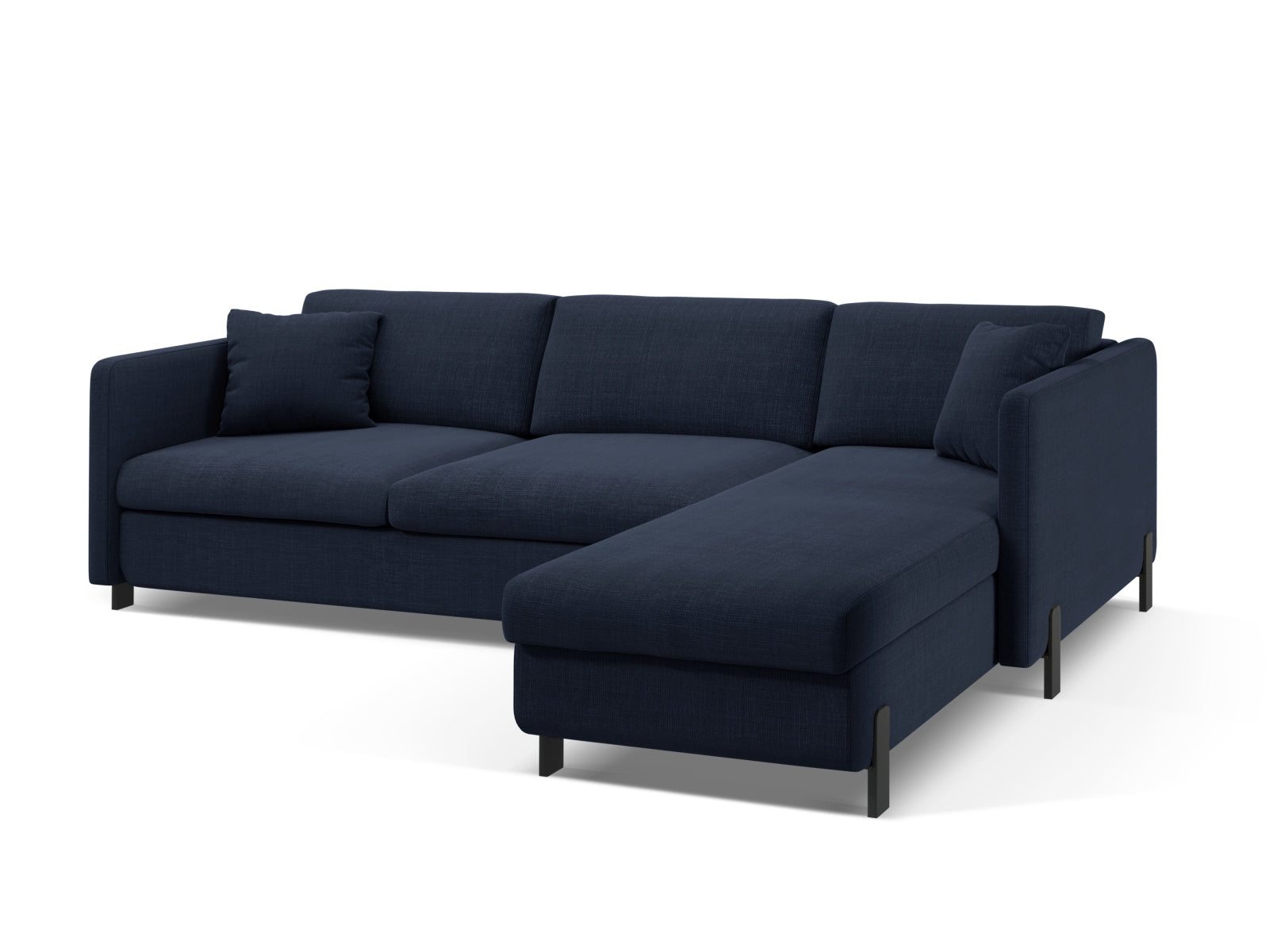 Elegantes 5-Sitzer Ecksofa Gloria in Blau, ausgestattet mit Schlaffunktion und praktischem Stauraum, perfekt für jedes Zuhause.