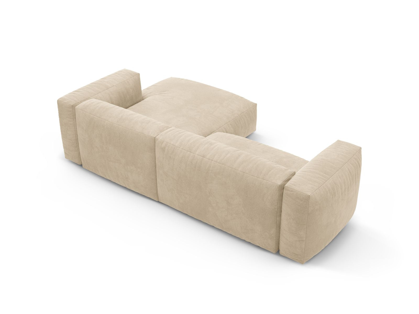Beige 4-Sitzer Ecksofa Martina mit praktischer Schlaffunktion, ideal für stilvolle Wohnräume und entspannte Nächte.