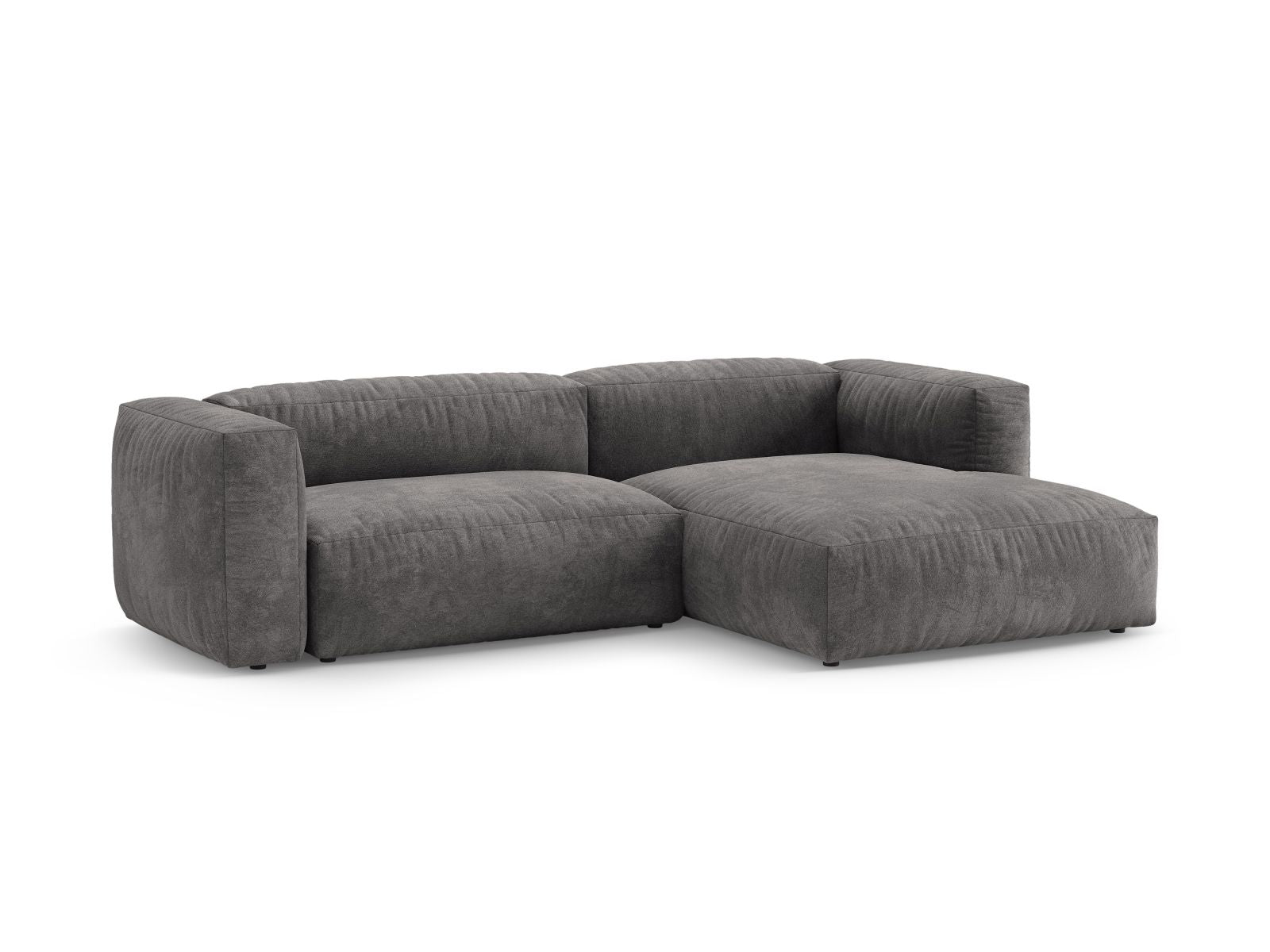 Elegantes 4-Sitzer Ecksofa Martina in Grau mit Schlaffunktion, ideal für stilvolle Wohnräume und gemütliche Nächte.