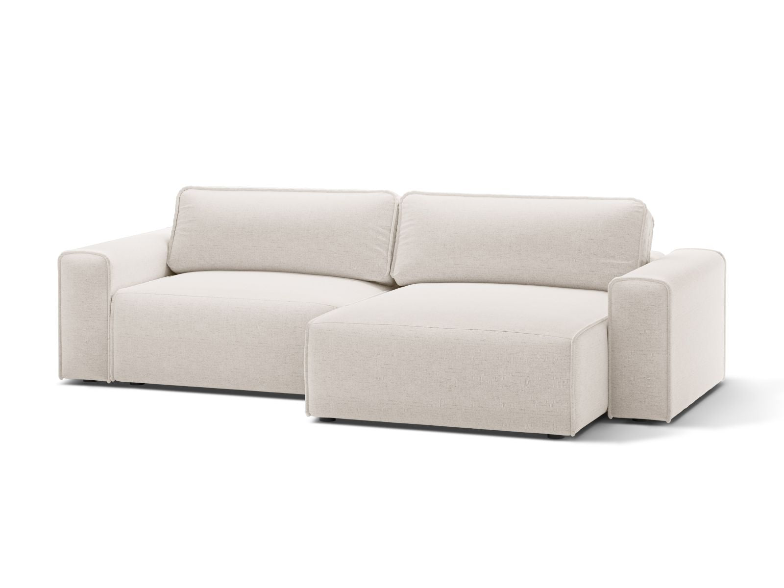 Elegantes 3-Sitzer Ecksofa Victor in Light Beige-Moly, ideal für Wohnräume, bietet Schlaffunktion und praktischen Stauraum.