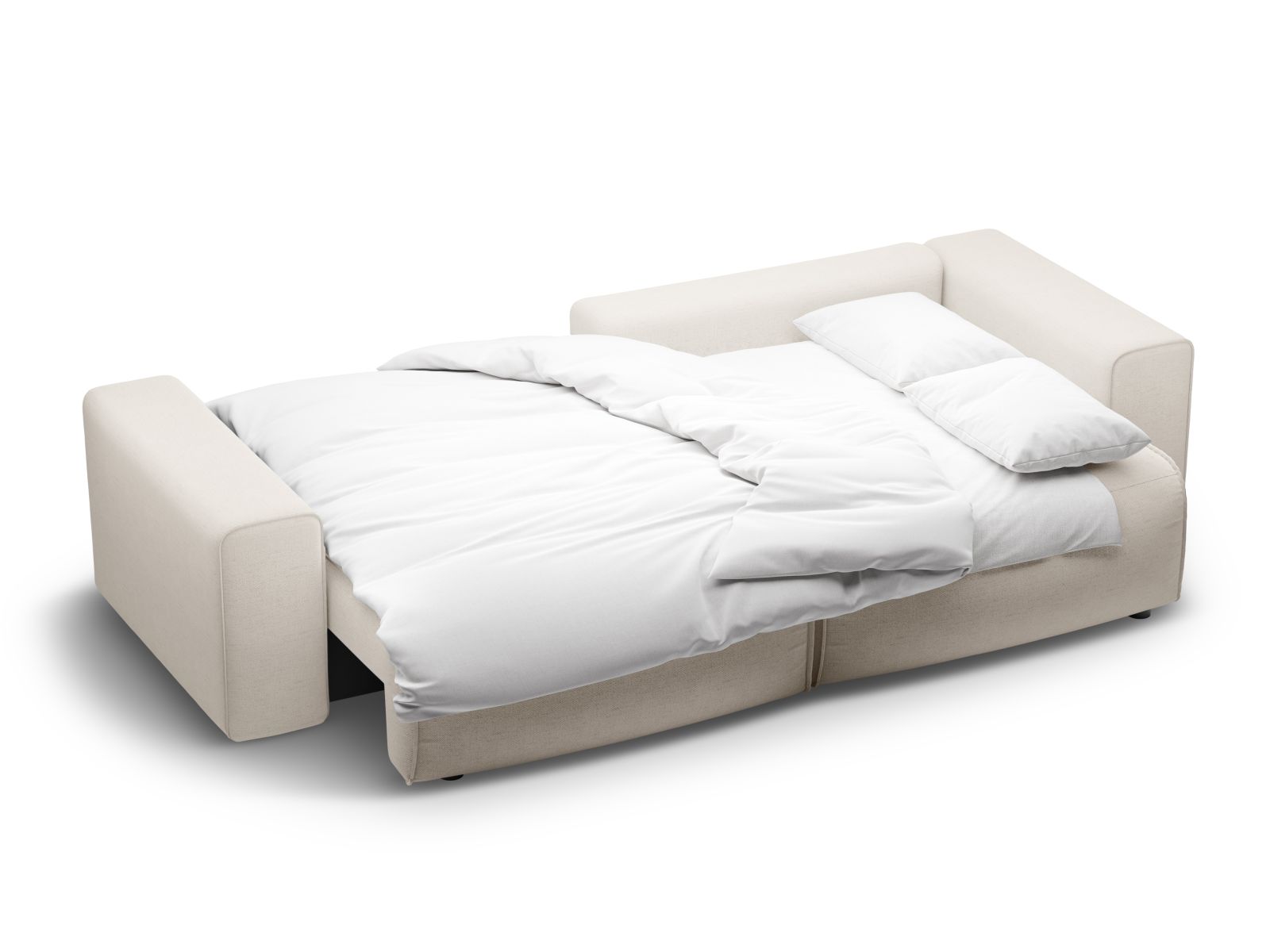 Modernes 3-Sitzer Ecksofa Victor in stilvollem Beige, perfekt für entspannte Abende, mit nützlicher Schlaffunktion und integriertem Stauraum.